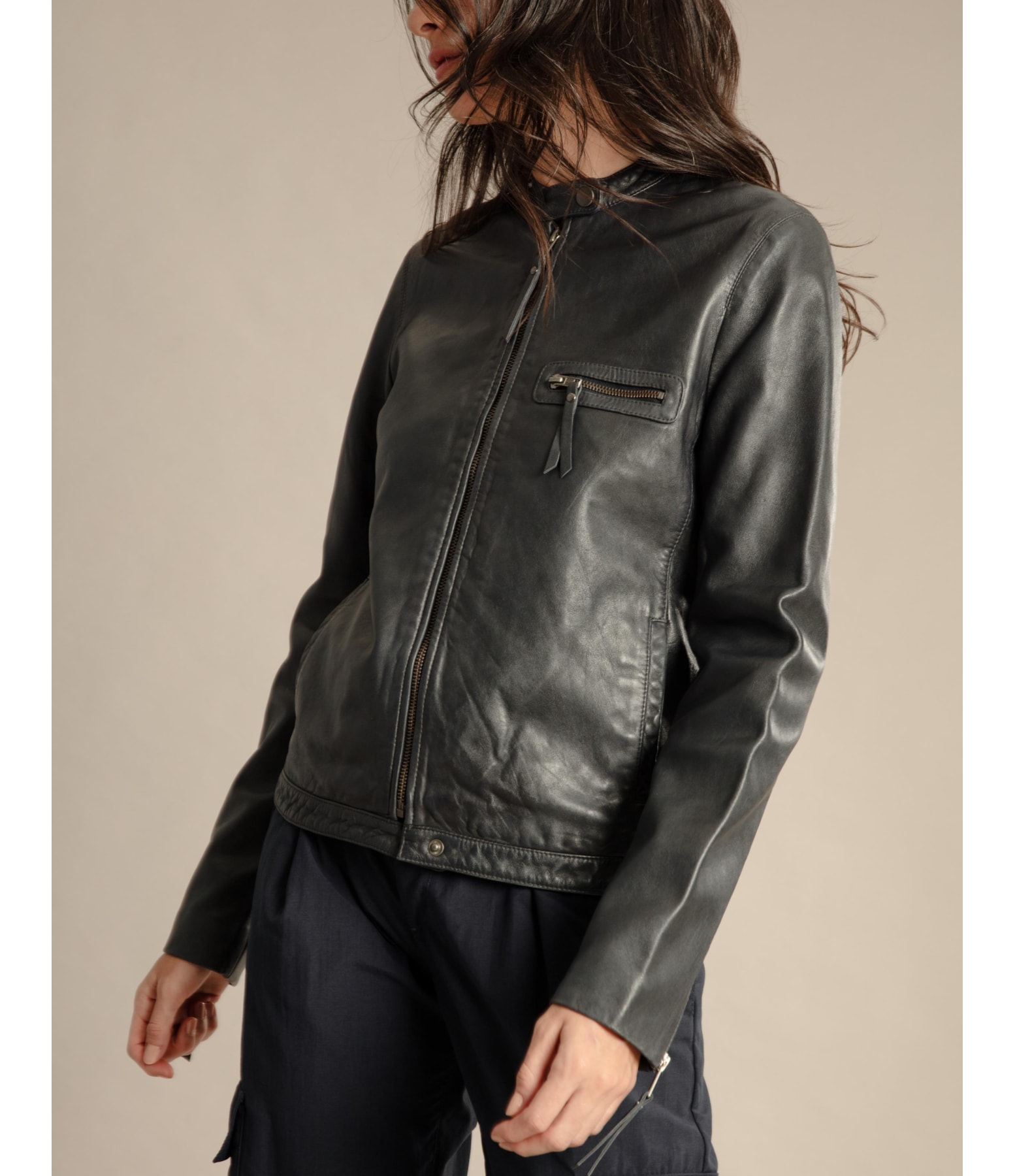 Jaqueta Vegas Leather Dark Navy