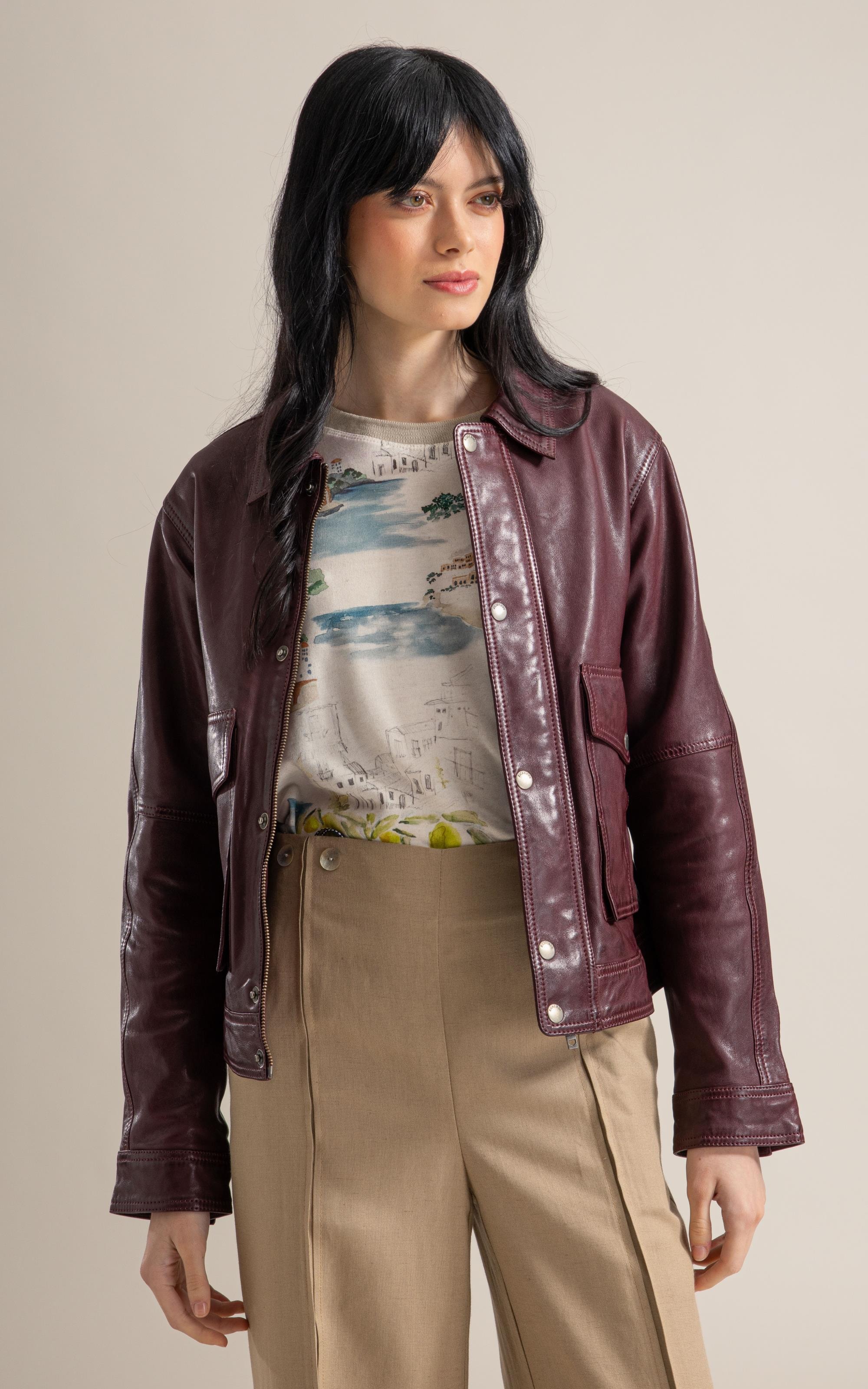 Jaqueta Viola Leather Bordeaux