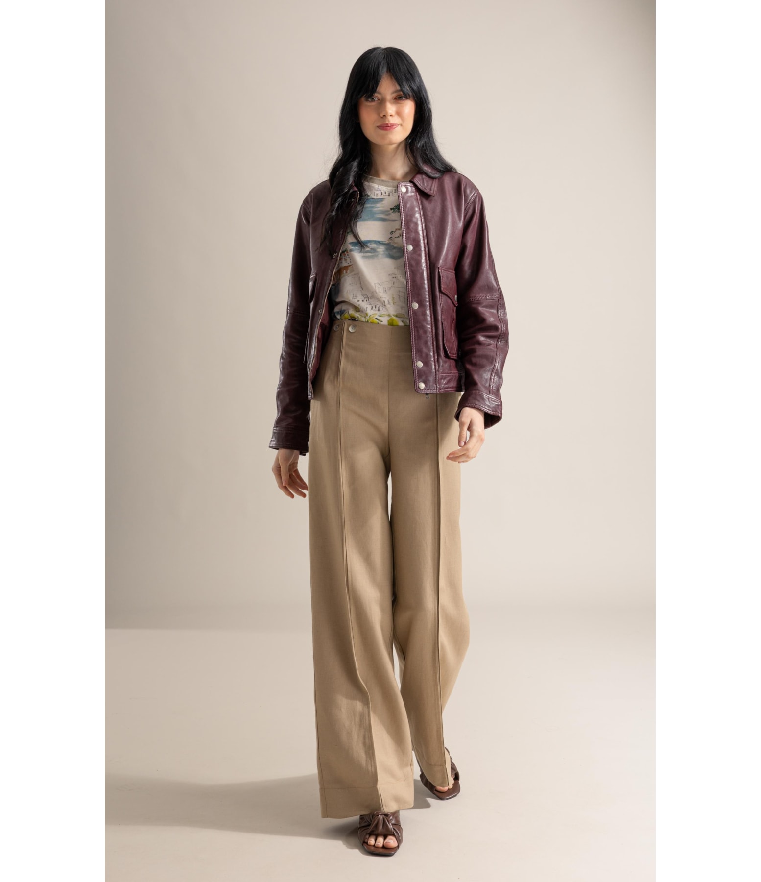 Jaqueta Viola Leather Bordeaux