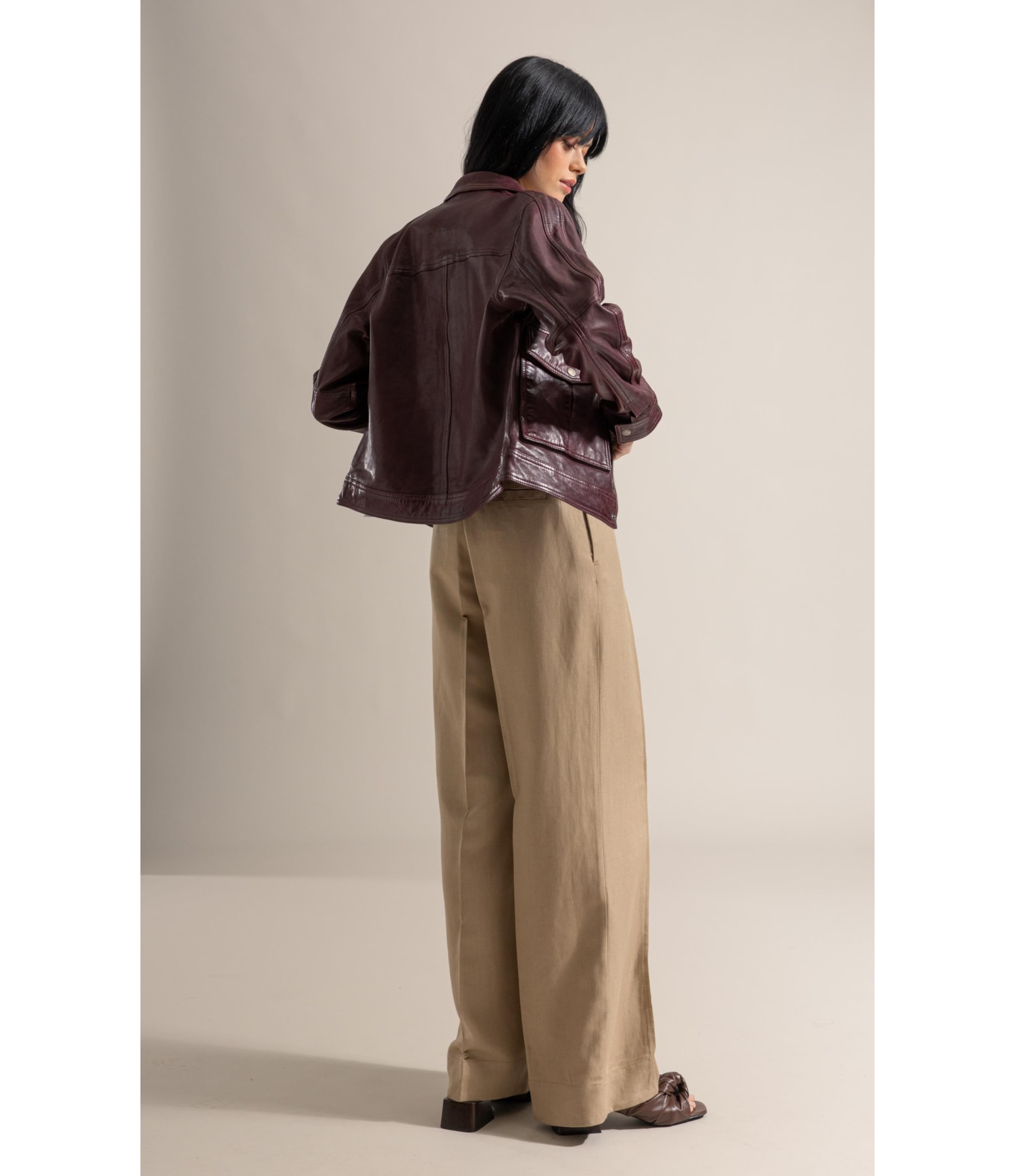 Jaqueta Viola Leather Bordeaux