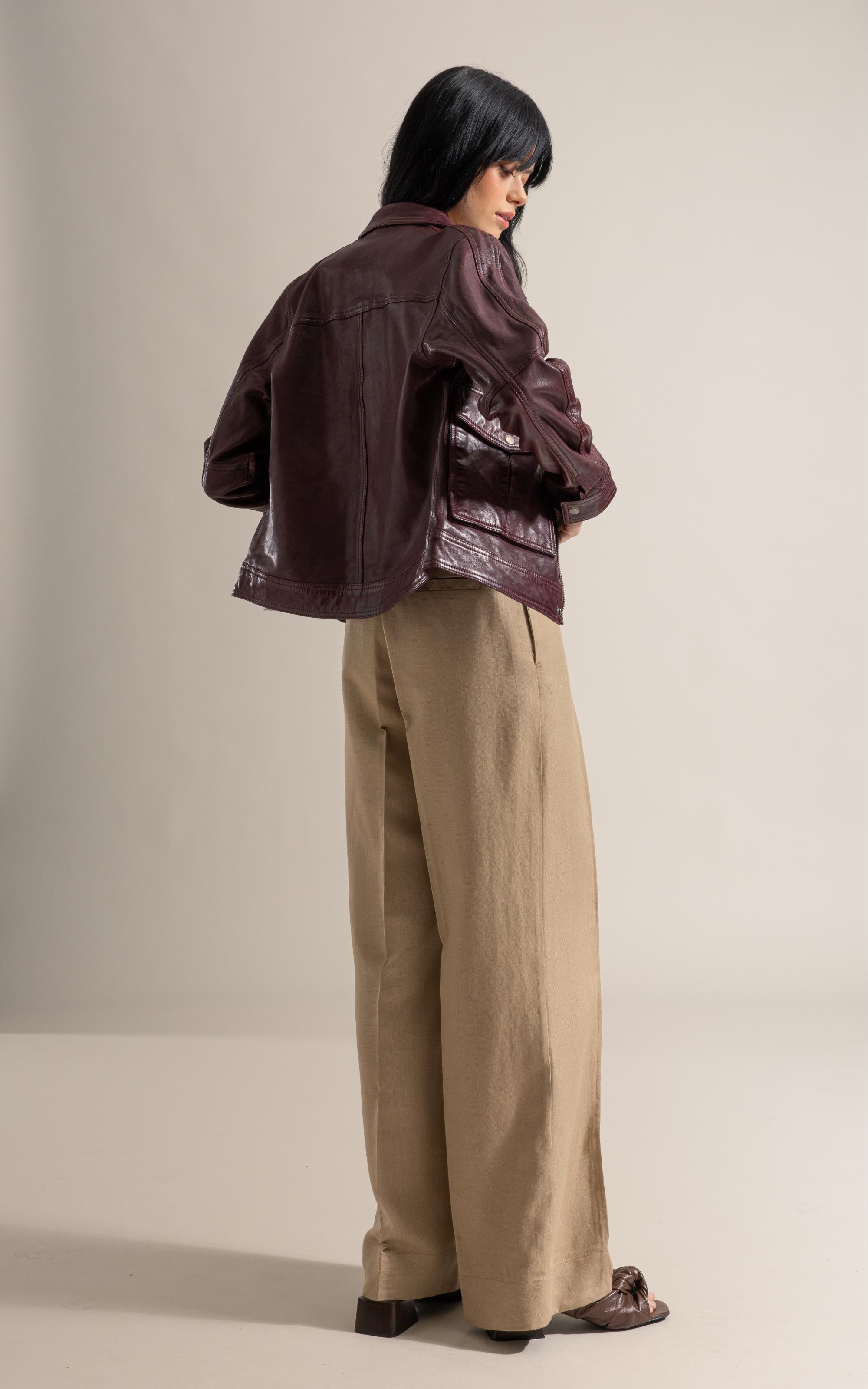 Jaqueta Viola Leather Bordeaux