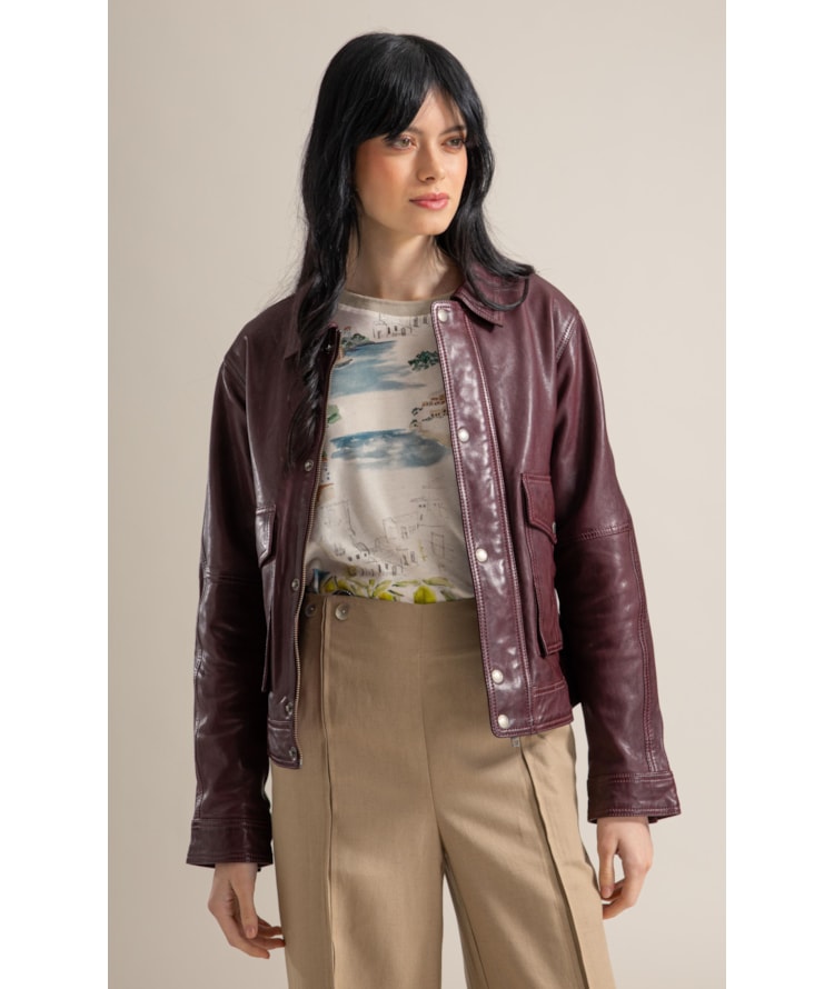 Jaqueta Viola Leather Bordeaux