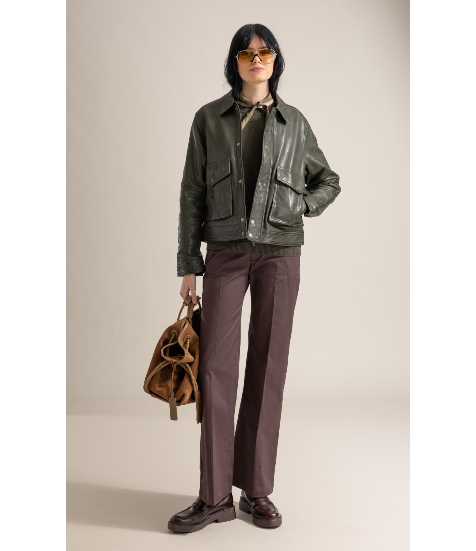 Jaqueta Viola Leather Verde Army