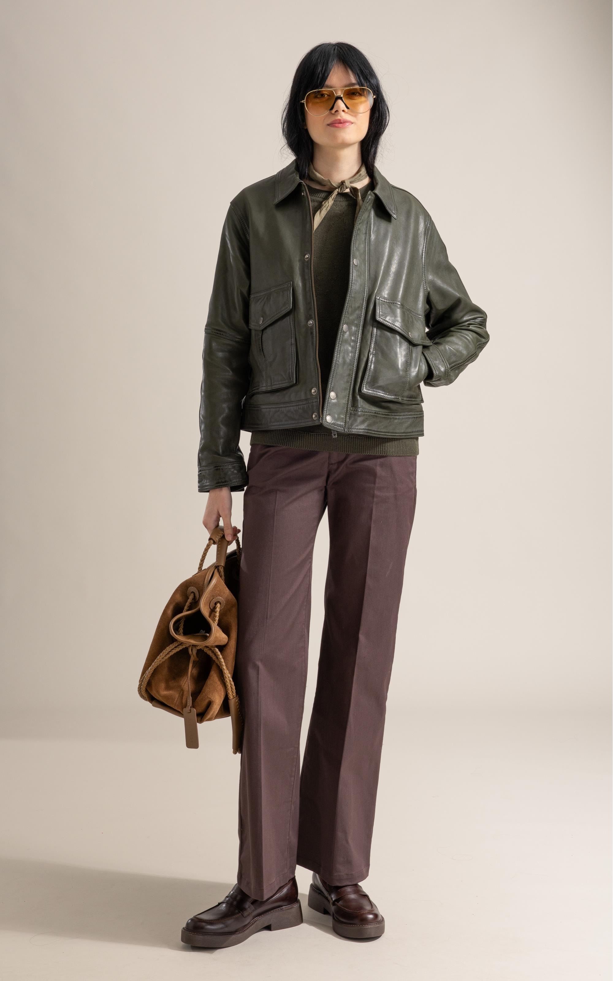 Jaqueta Viola Leather Verde Army