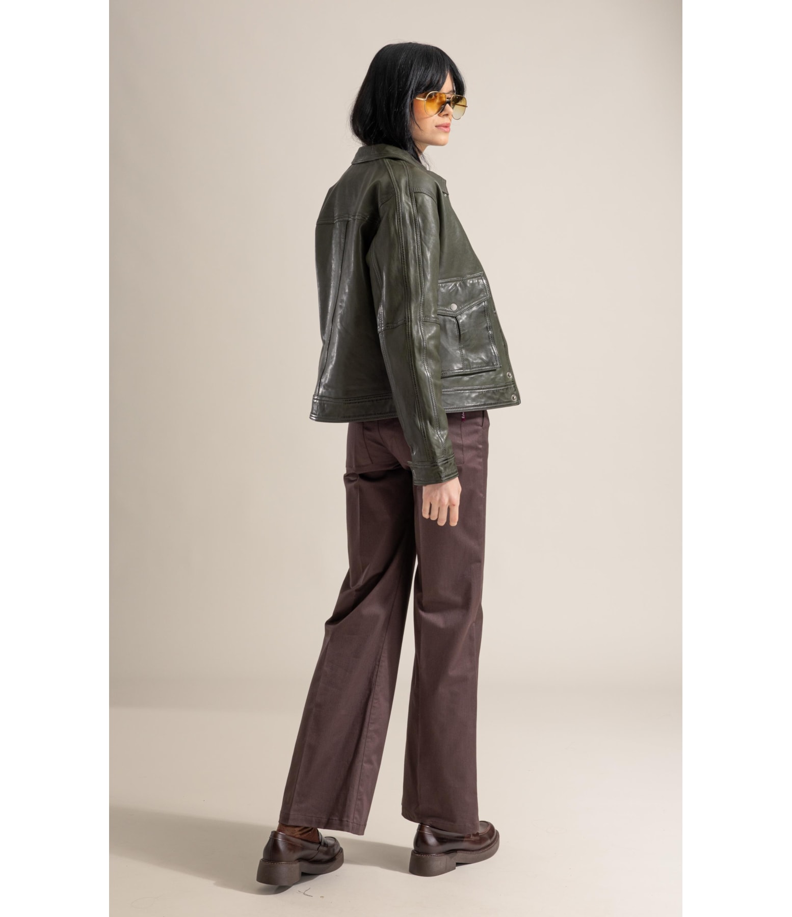 Jaqueta Viola Leather Verde Army