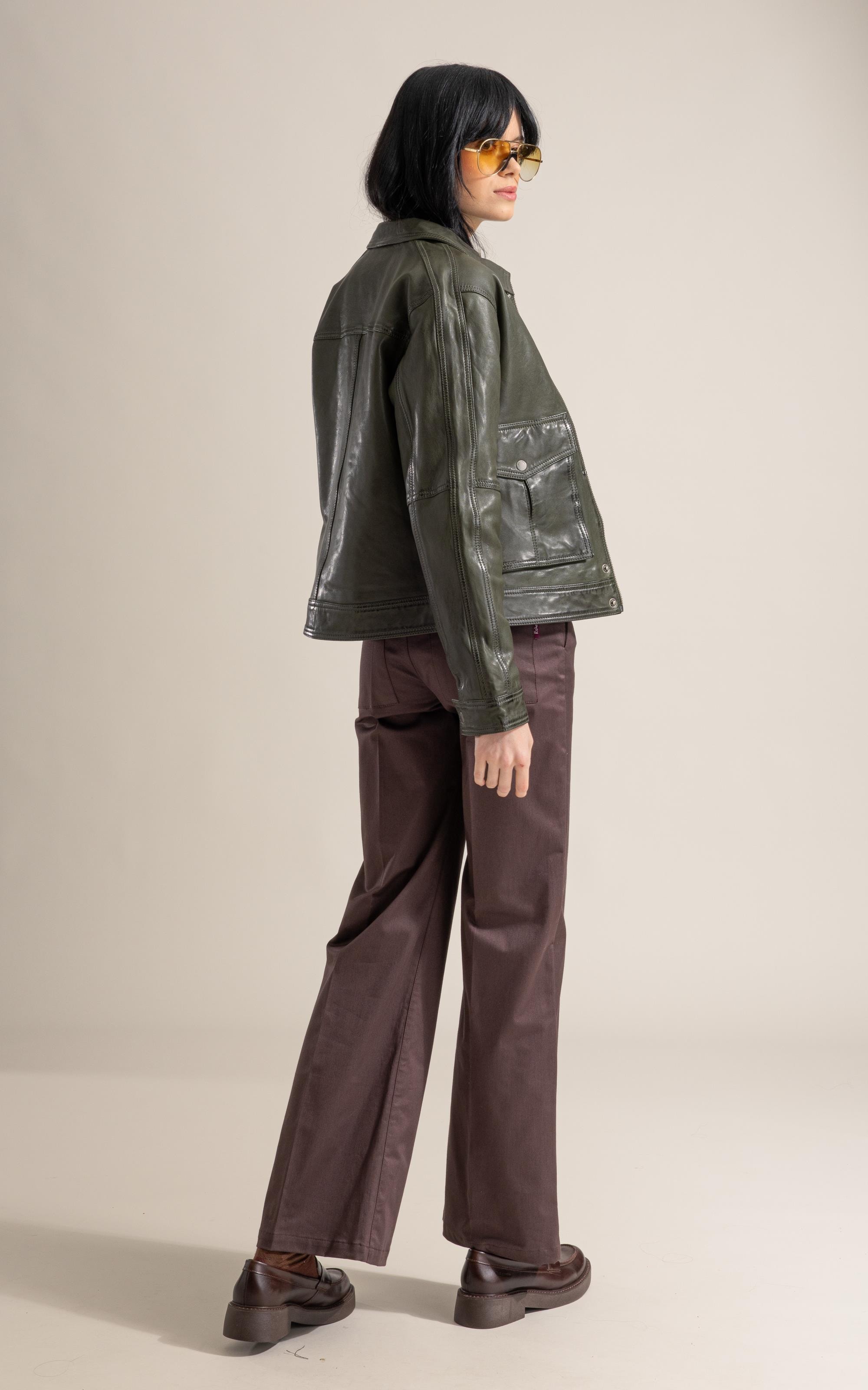 Jaqueta Viola Leather Verde Army