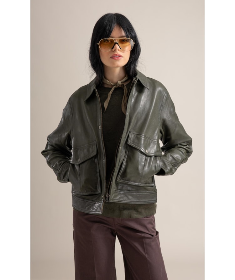Jaqueta Viola Leather Verde Army