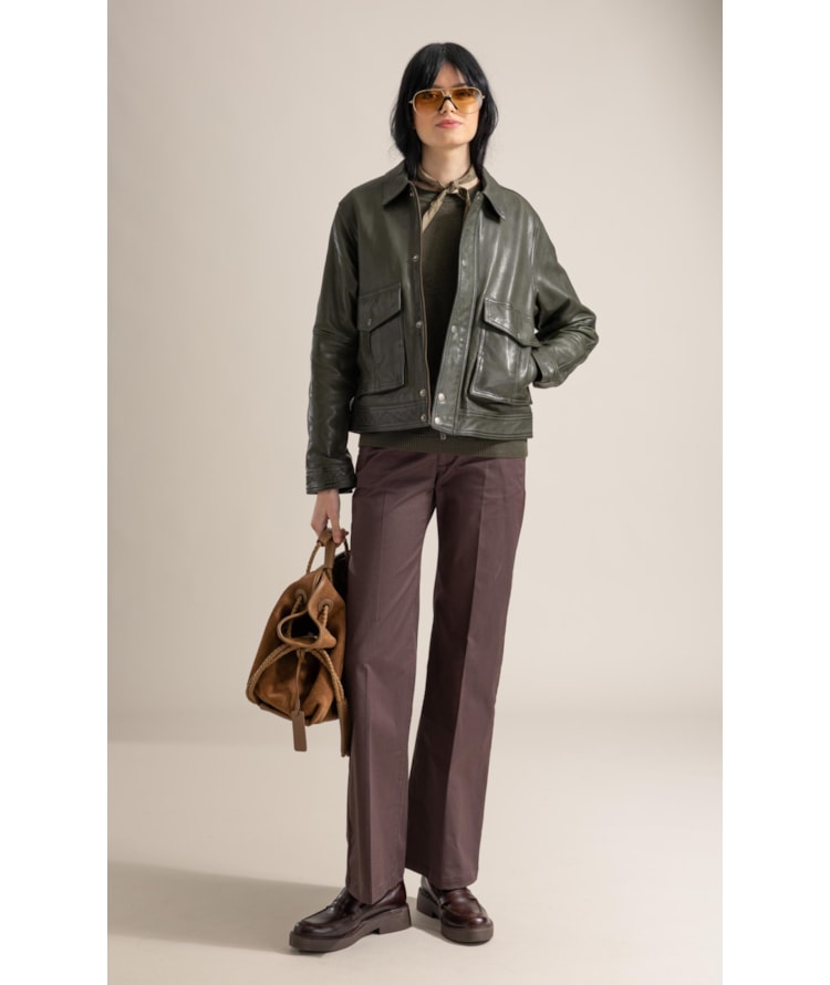 Jaqueta Viola Leather Verde Army