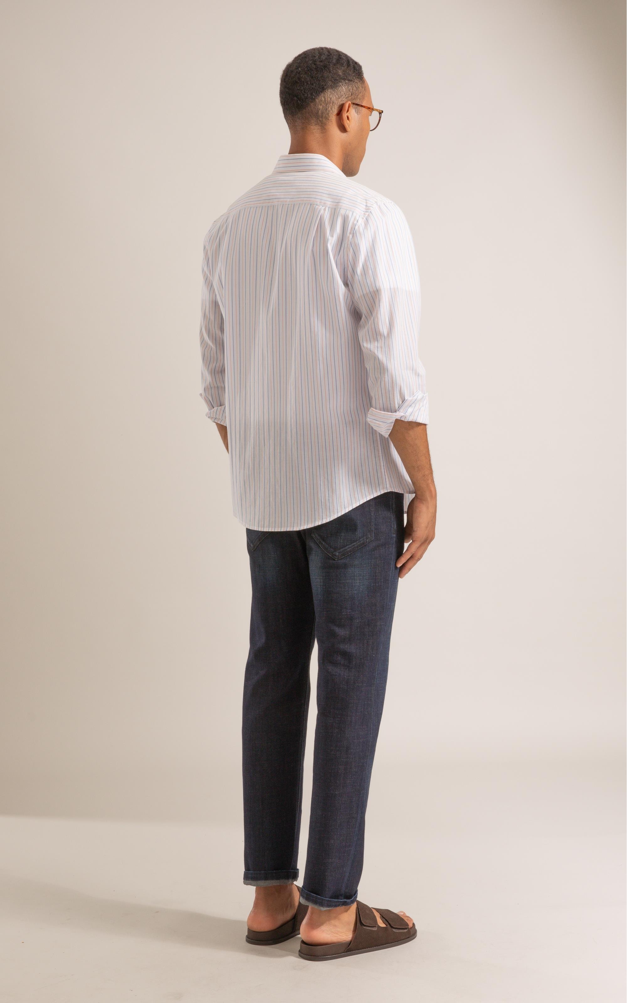 Long Sleeve Heitor Strpd Traveler Shirt Laranja