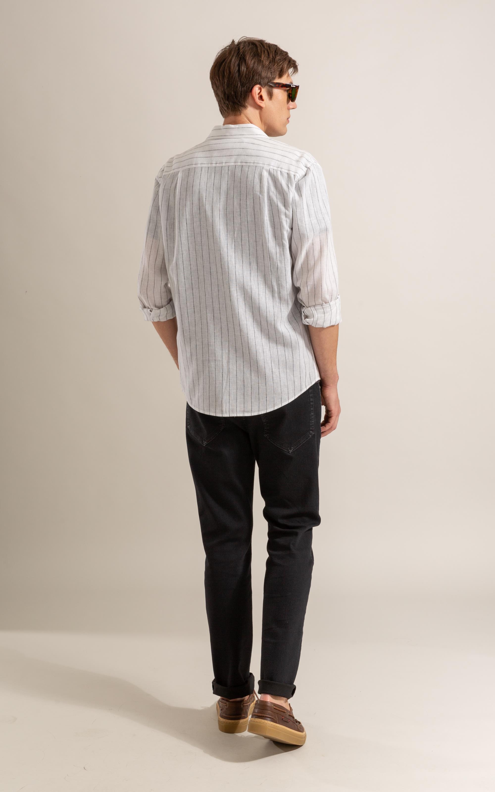 Long Sleeve Linho   Erick Striped Shirt Azul Bic