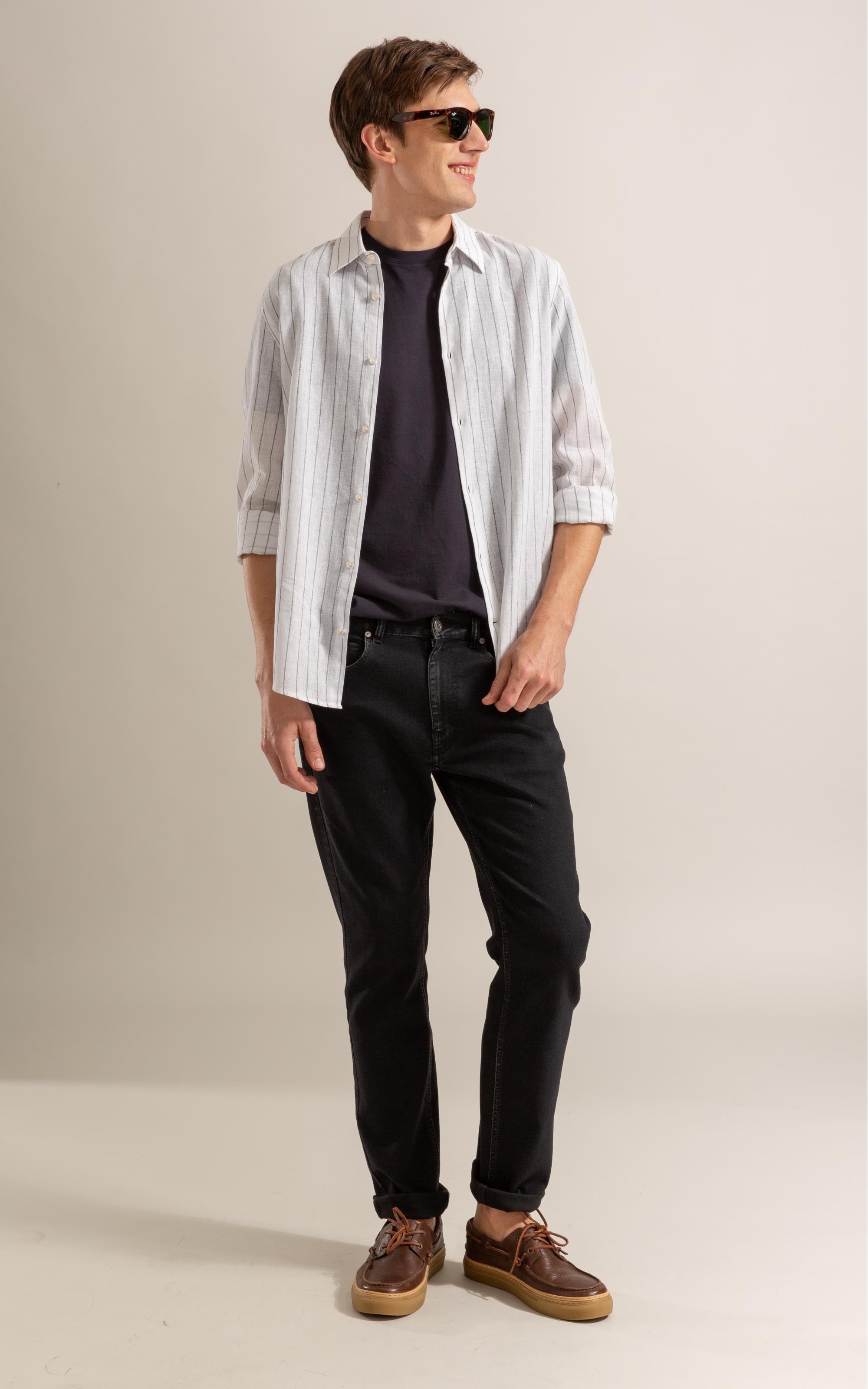 Long Sleeve Linho   Erick Striped Shirt Azul Bic