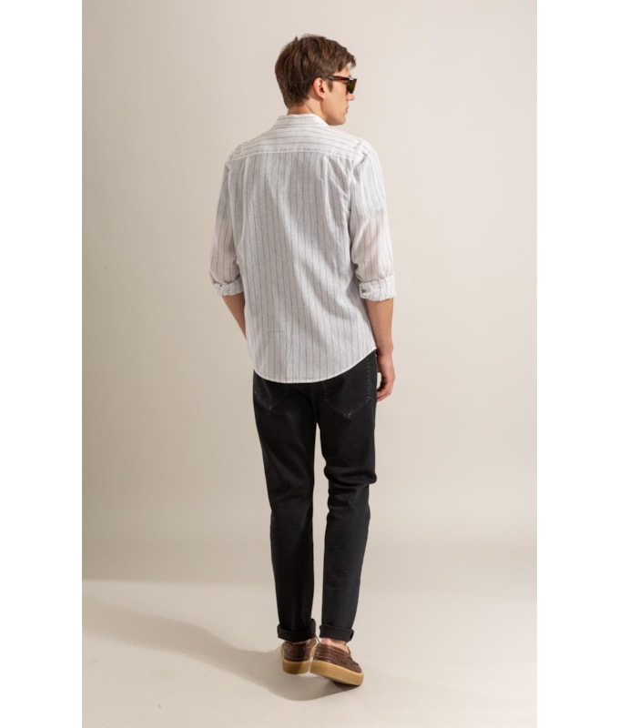 Long Sleeve Linho   Erick Striped Shirt Azul Bic