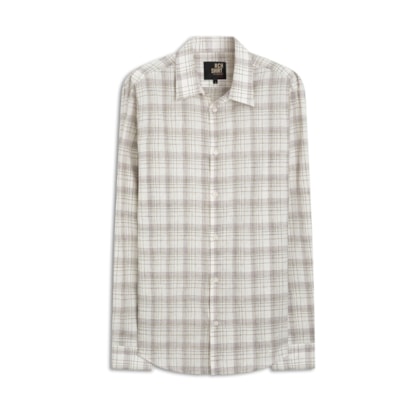 Long Sleeve Linho   Ryan Plaid Shirt Azul Bic