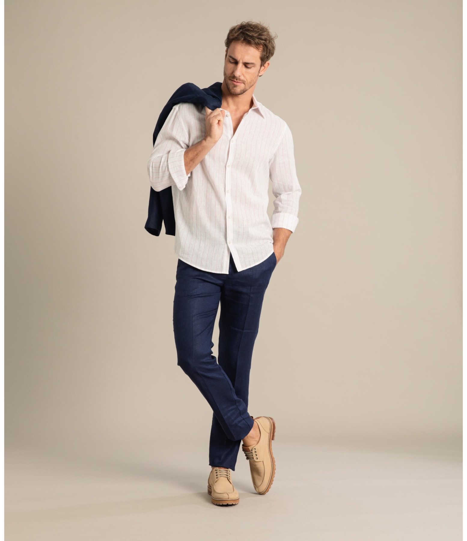 Long Sleeve Linho   Yuri Striped Shirt Laranja