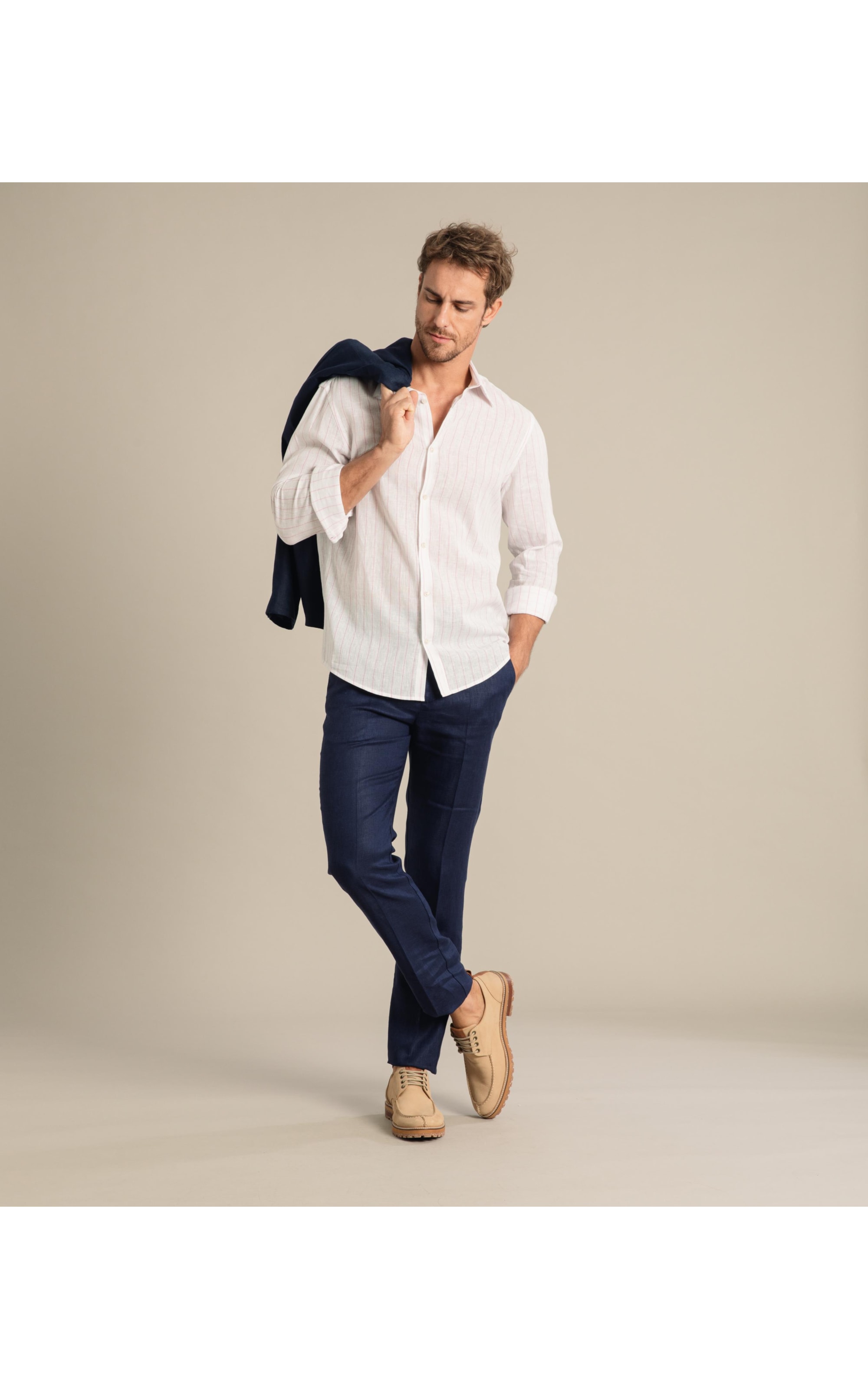 Long Sleeve Linho   Yuri Striped Shirt Laranja