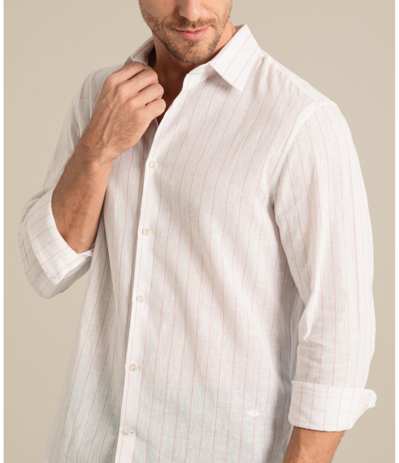 Long Sleeve Linho   Yuri Striped Shirt Laranja