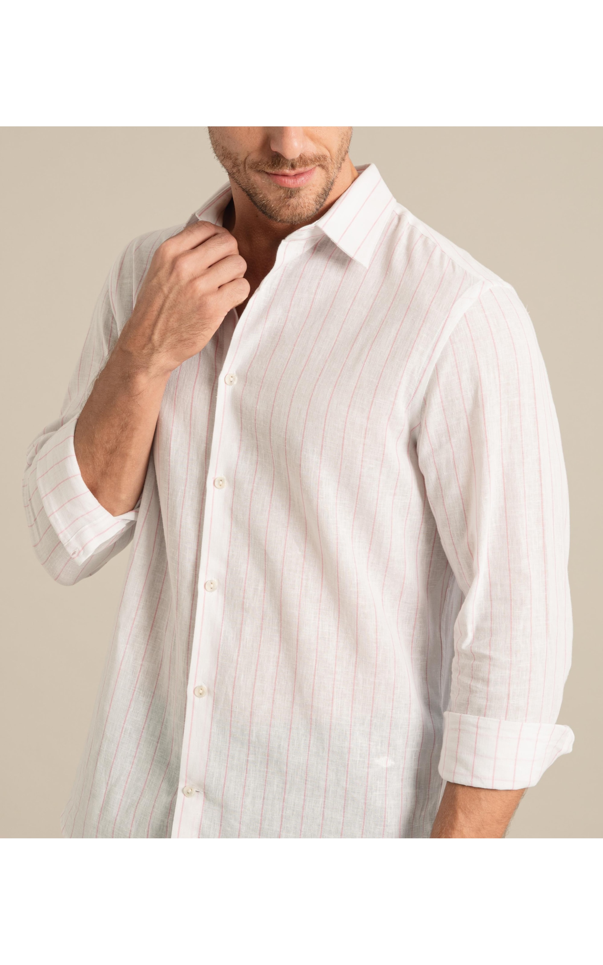 Long Sleeve Linho   Yuri Striped Shirt Laranja