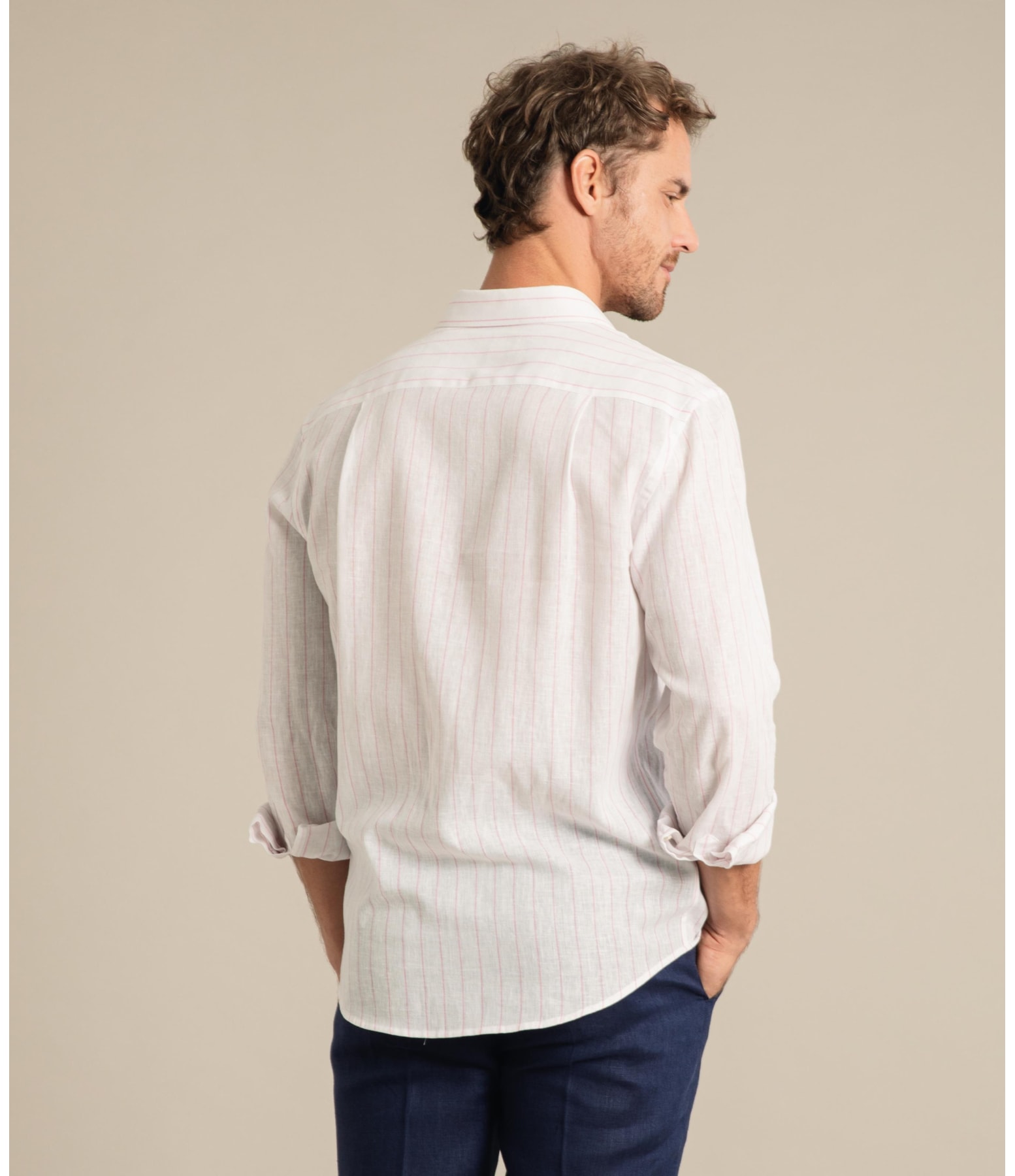 Long Sleeve Linho   Yuri Striped Shirt Laranja