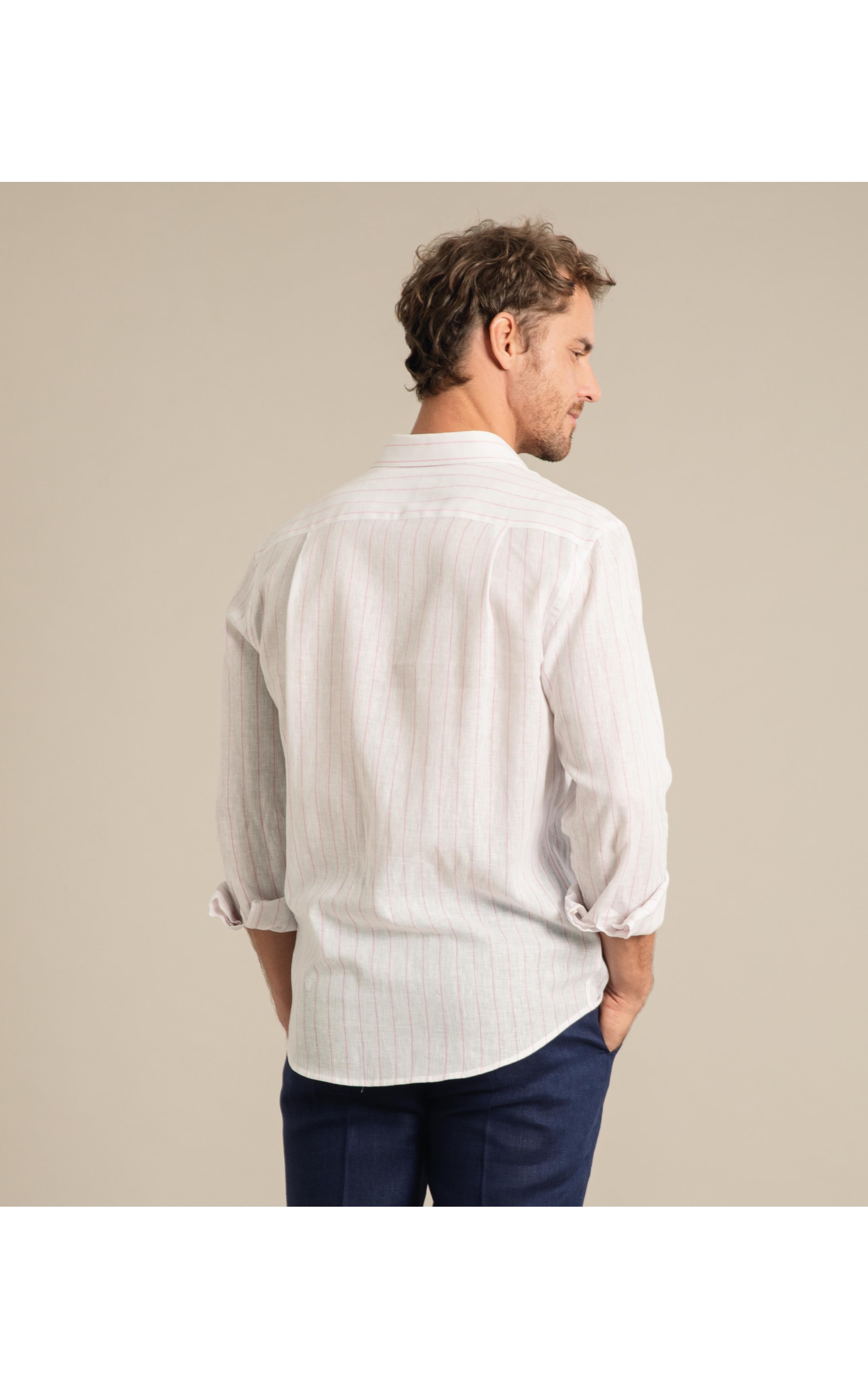 Long Sleeve Linho   Yuri Striped Shirt Laranja