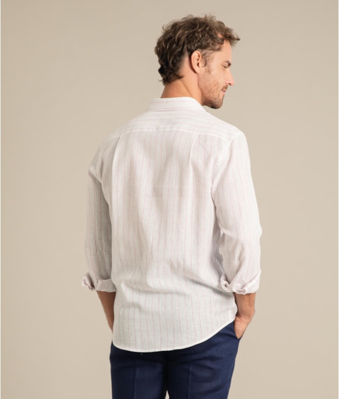 Long Sleeve Linho   Yuri Striped Shirt Laranja