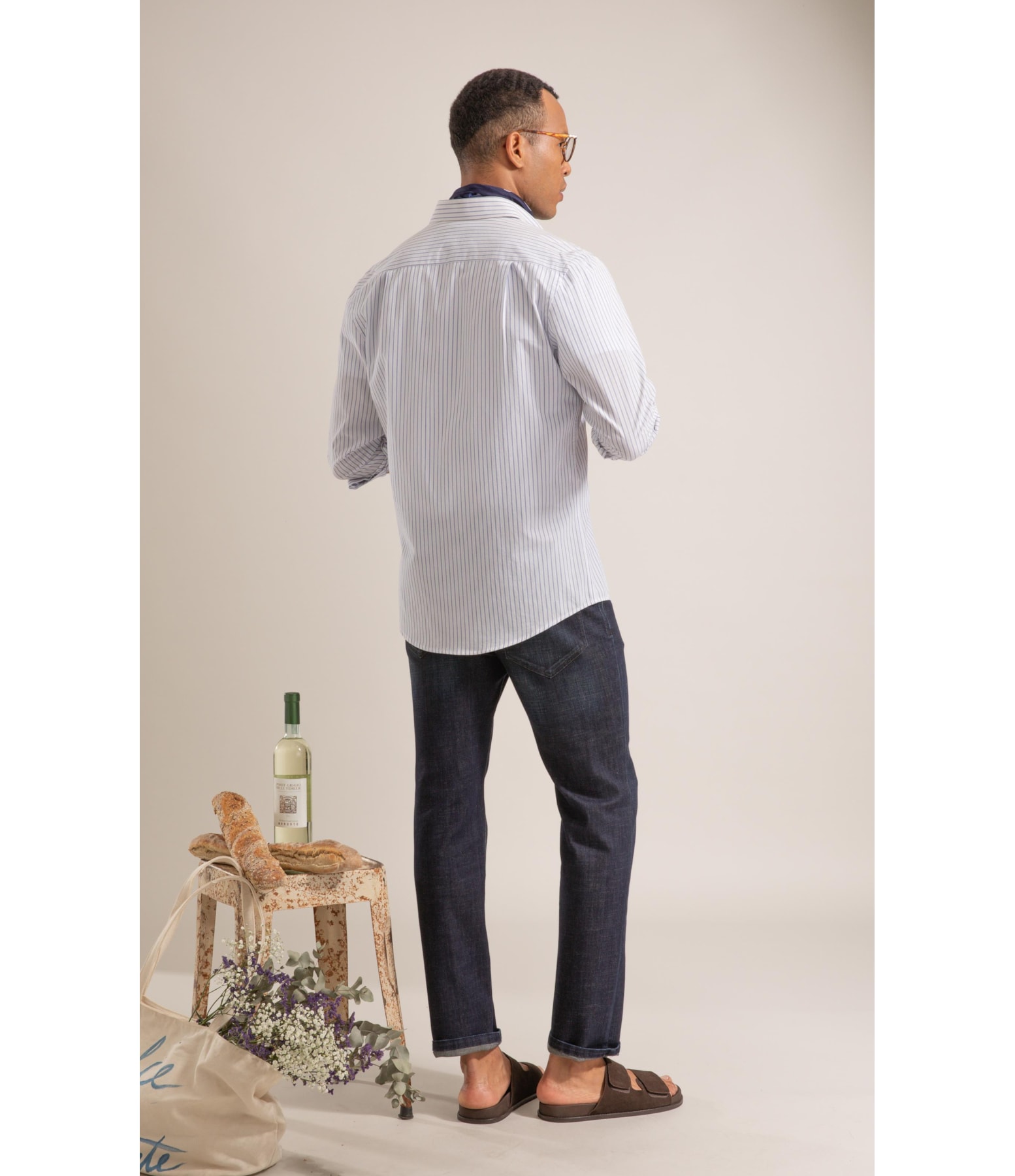 Long Sleeve Lorenzo Strpd Traveler Shirt Azul Bic