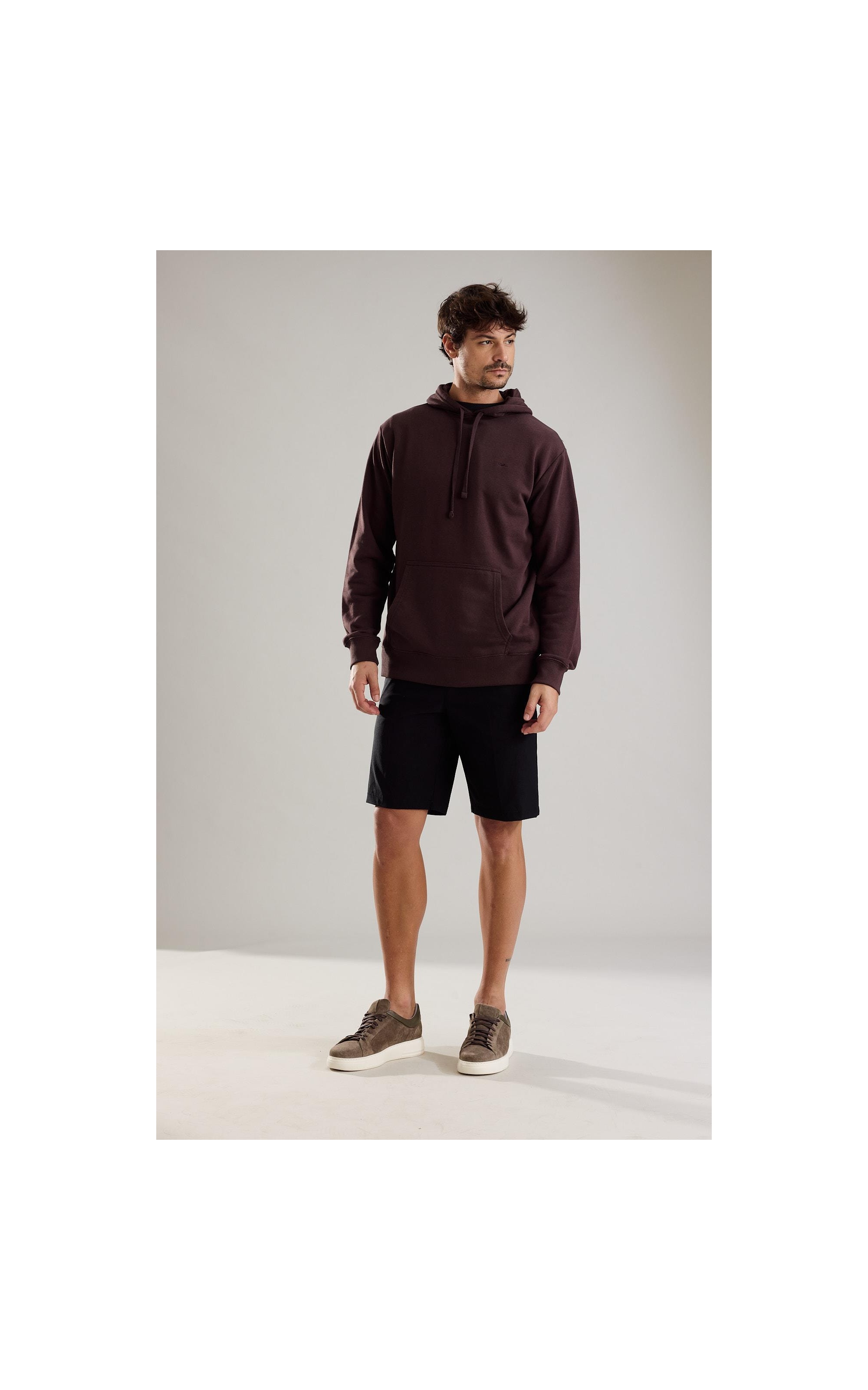Moletom Basic Rch Hood Dark Brown