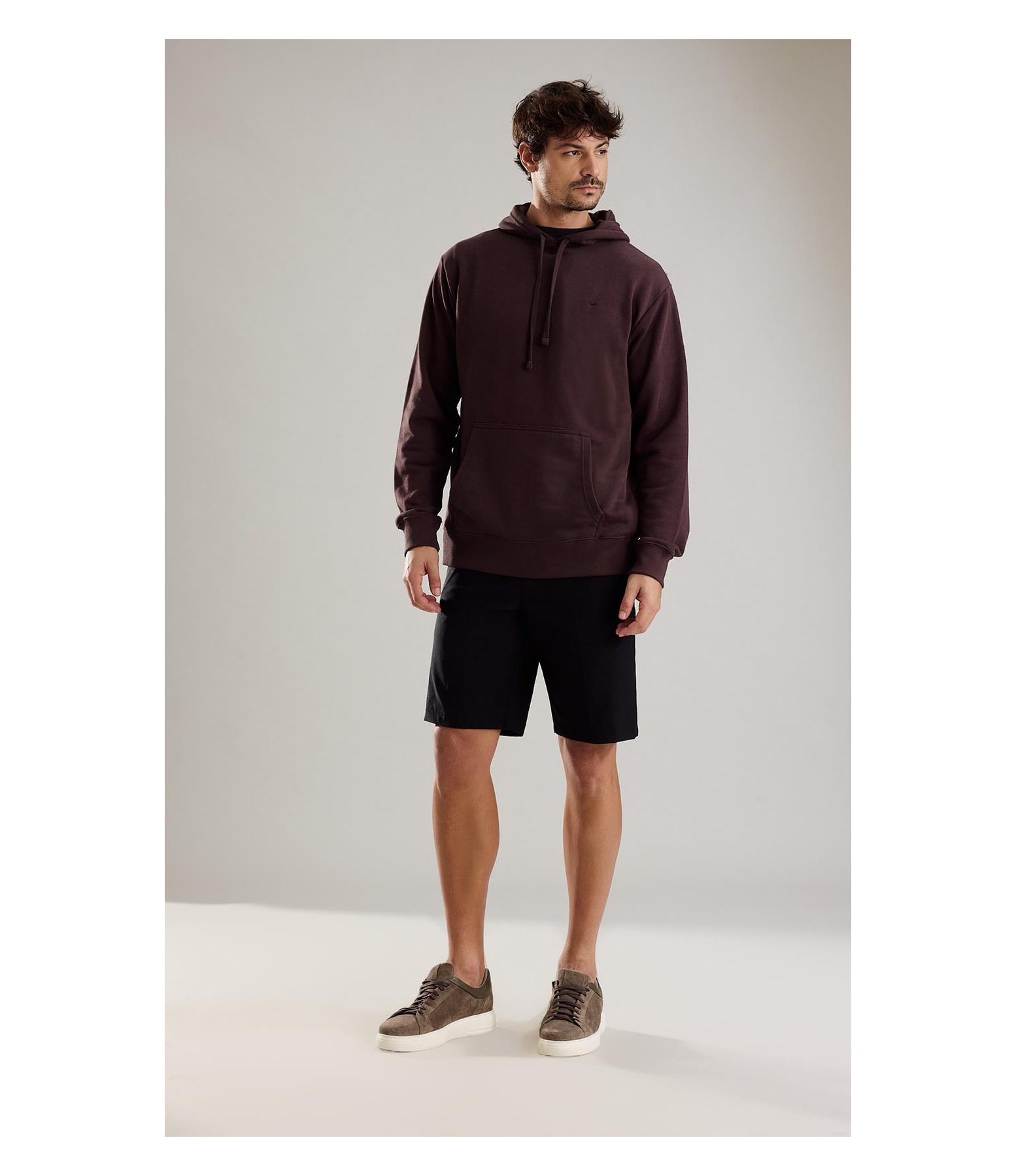 Moletom Basic Rch Hood Dark Brown