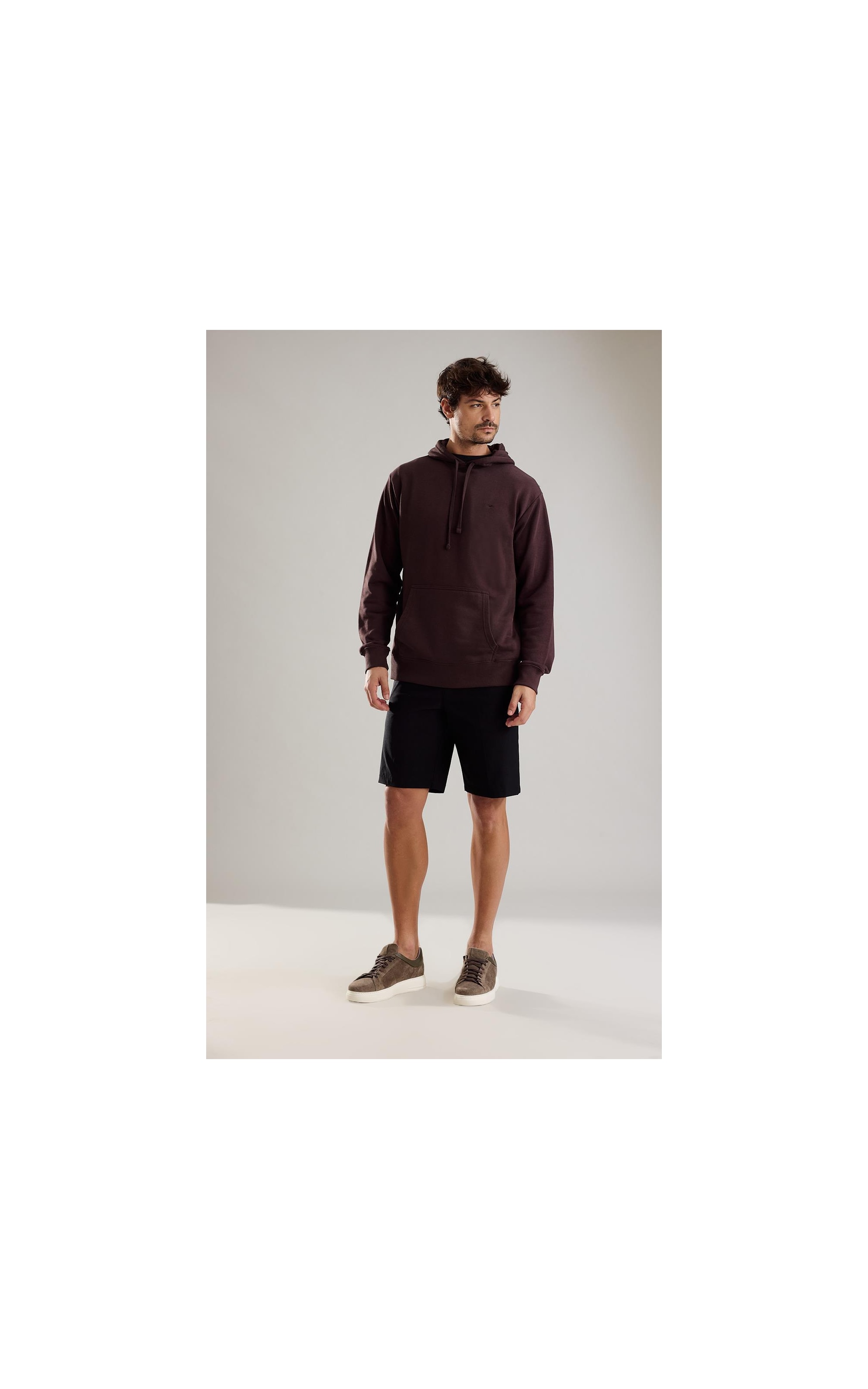 Moletom Basic Rch Hood Dark Brown