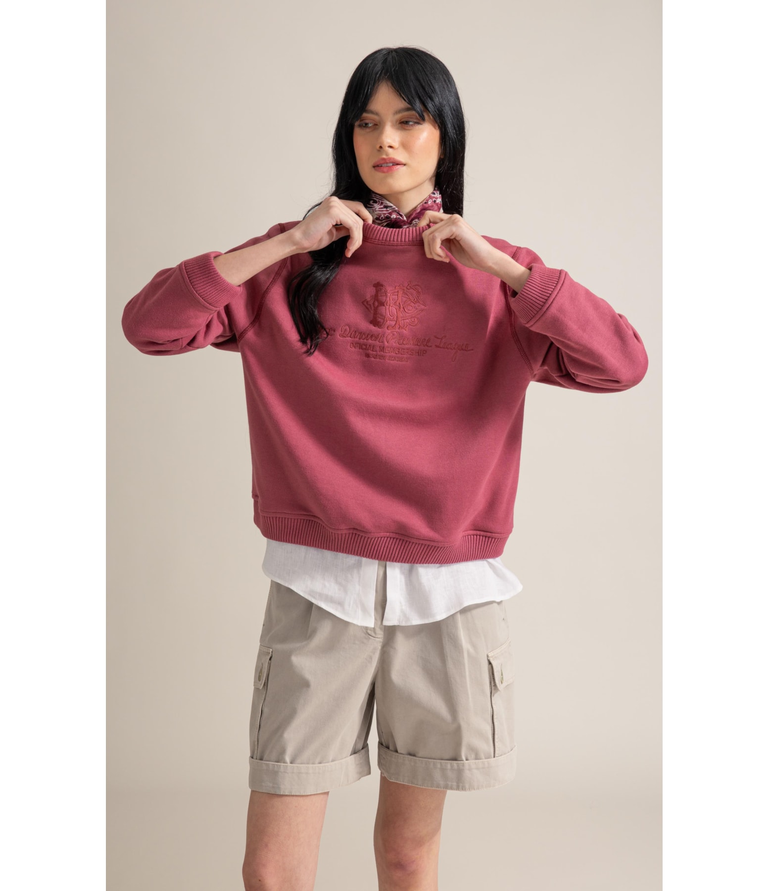 Moletom Tereza Retilinea Felpado Rosa Velho