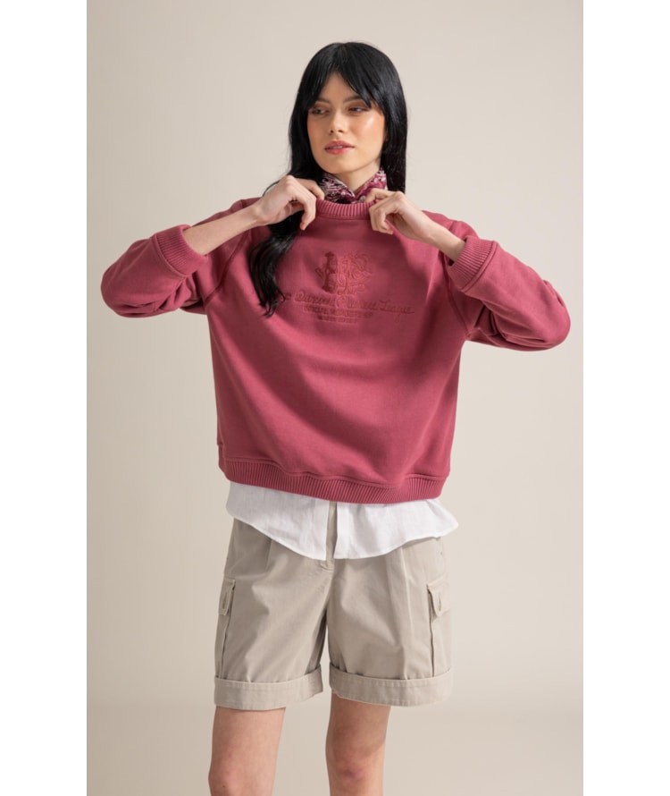 Moletom Tereza Retilinea Felpado Rosa Velho
