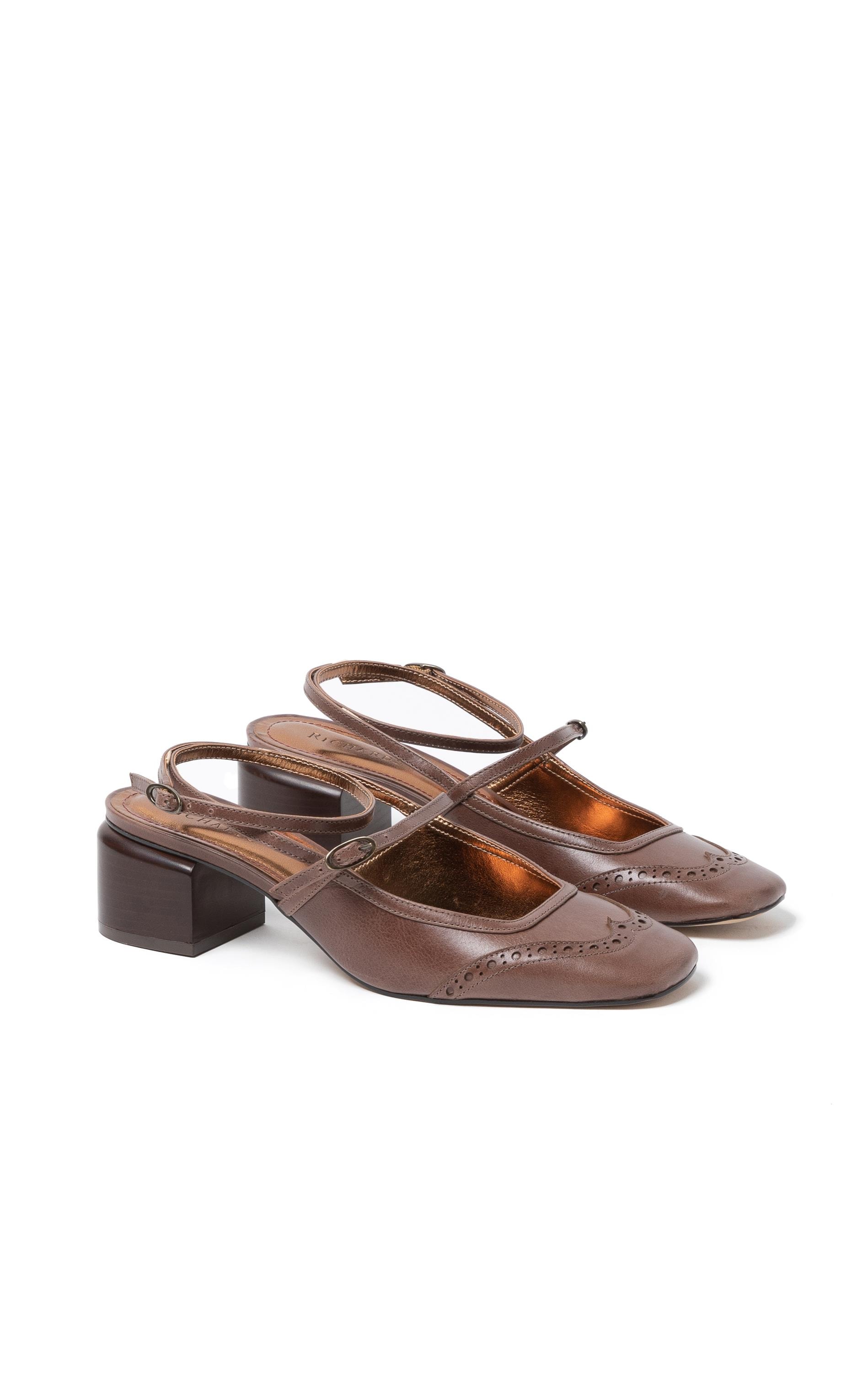 エクサブラ　モア　シュガー　D70 Sapato Mule Marrom Schutz Veronica Pump Couro | ZZ MALL