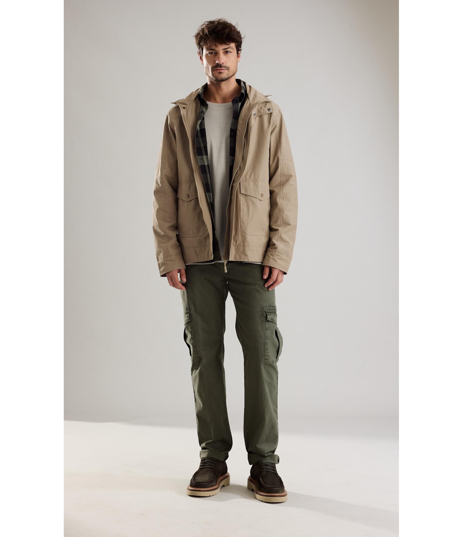 Parka Nylon Removible Hood Caqui