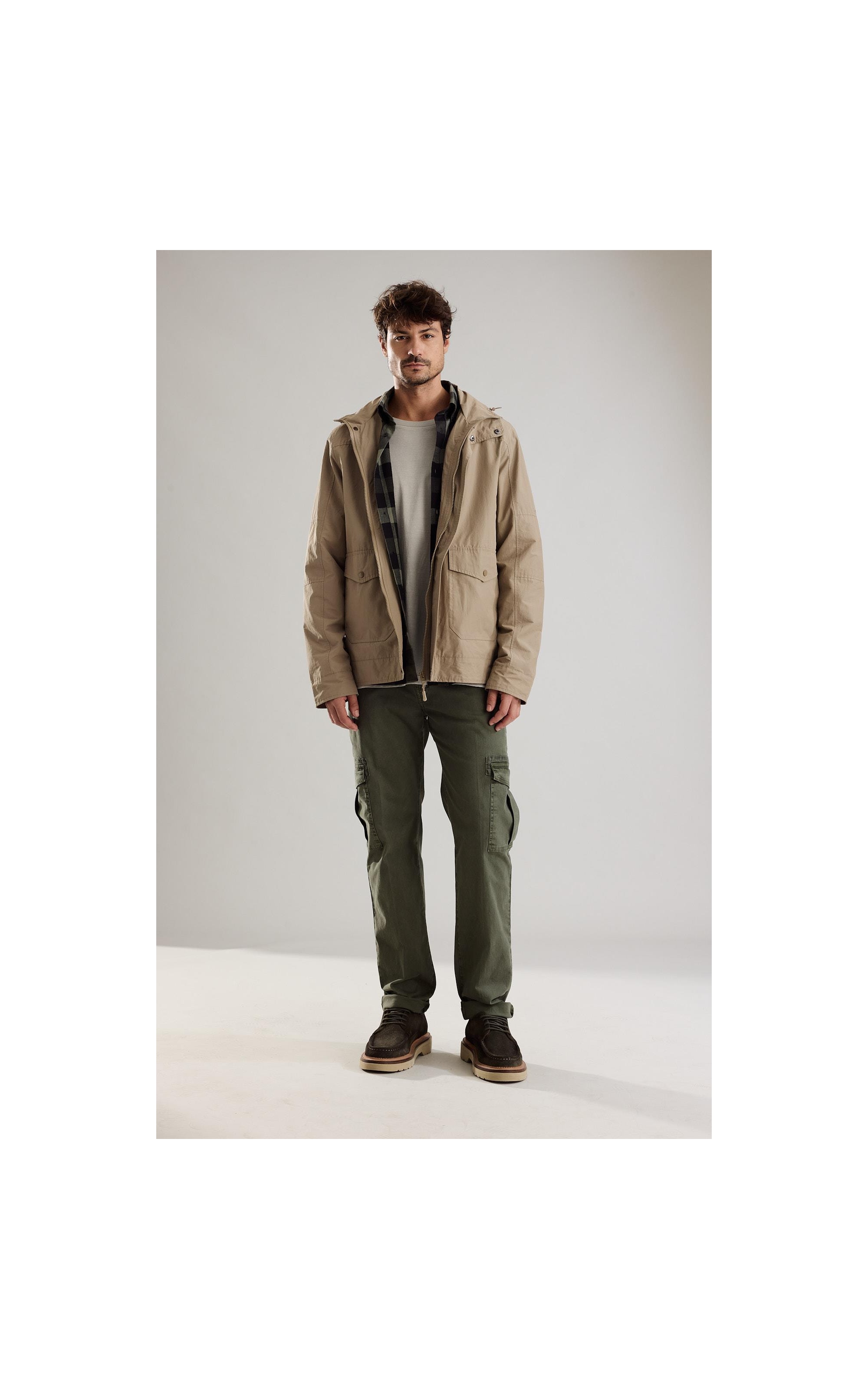 Parka Nylon Removible Hood Caqui