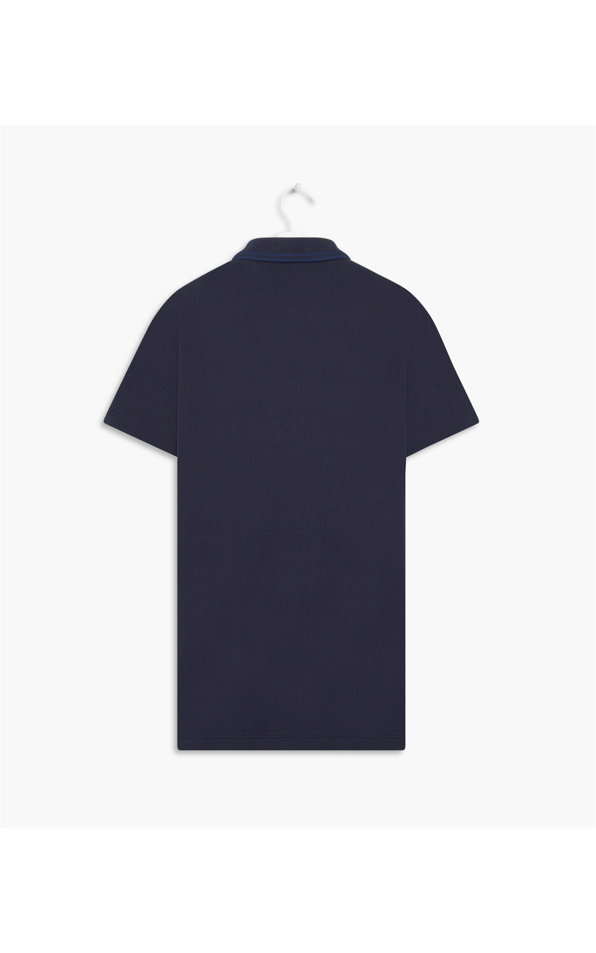 Polo 1/2 Malha Com Friso e Patch Bordado Azul Jeans