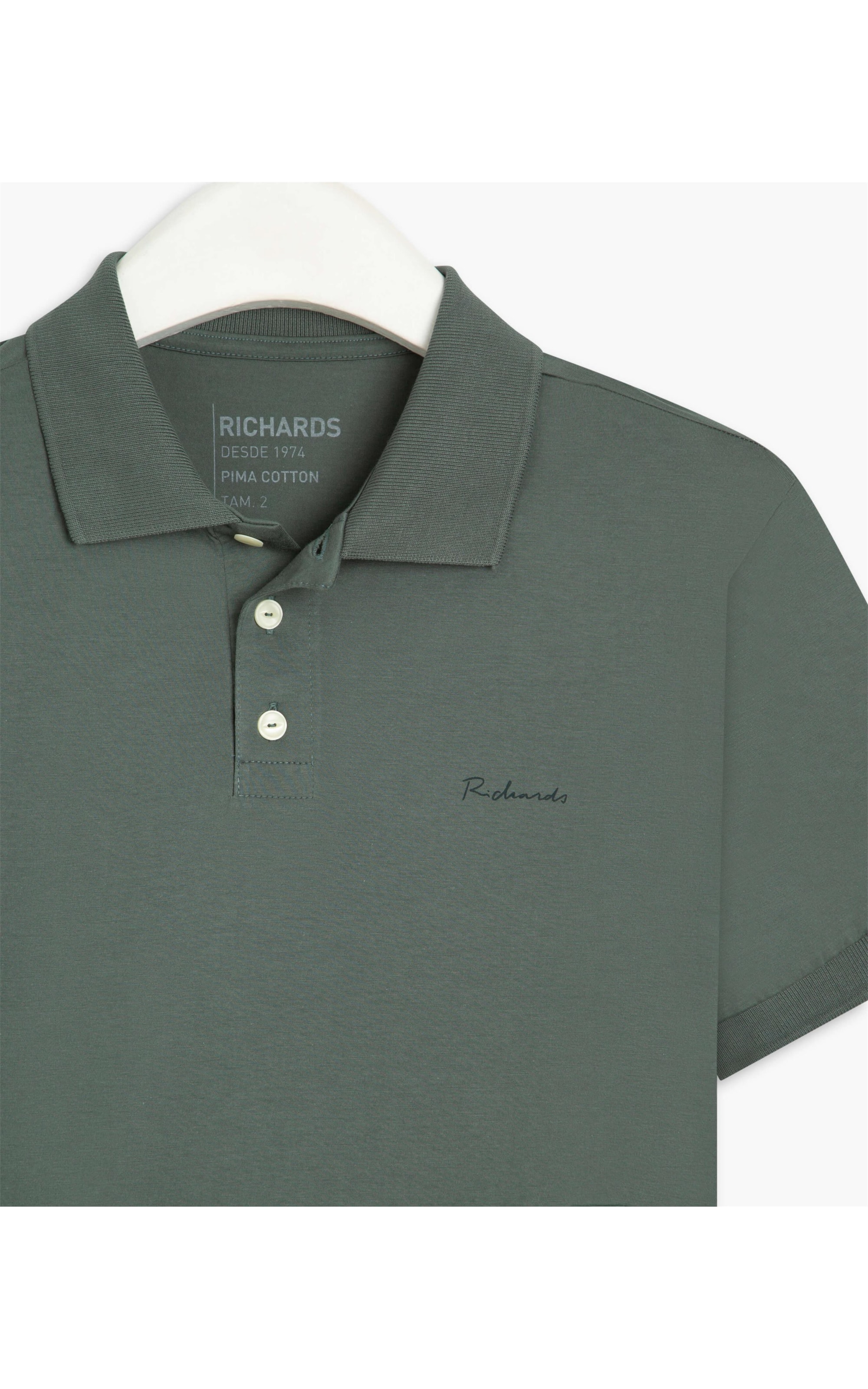 Polo Basic Grid Pima Verde Escuro