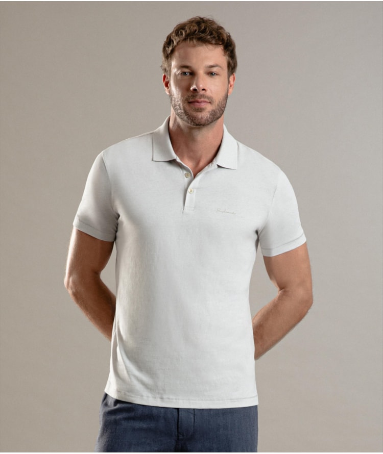 Polo Casual Pima Mc Prata