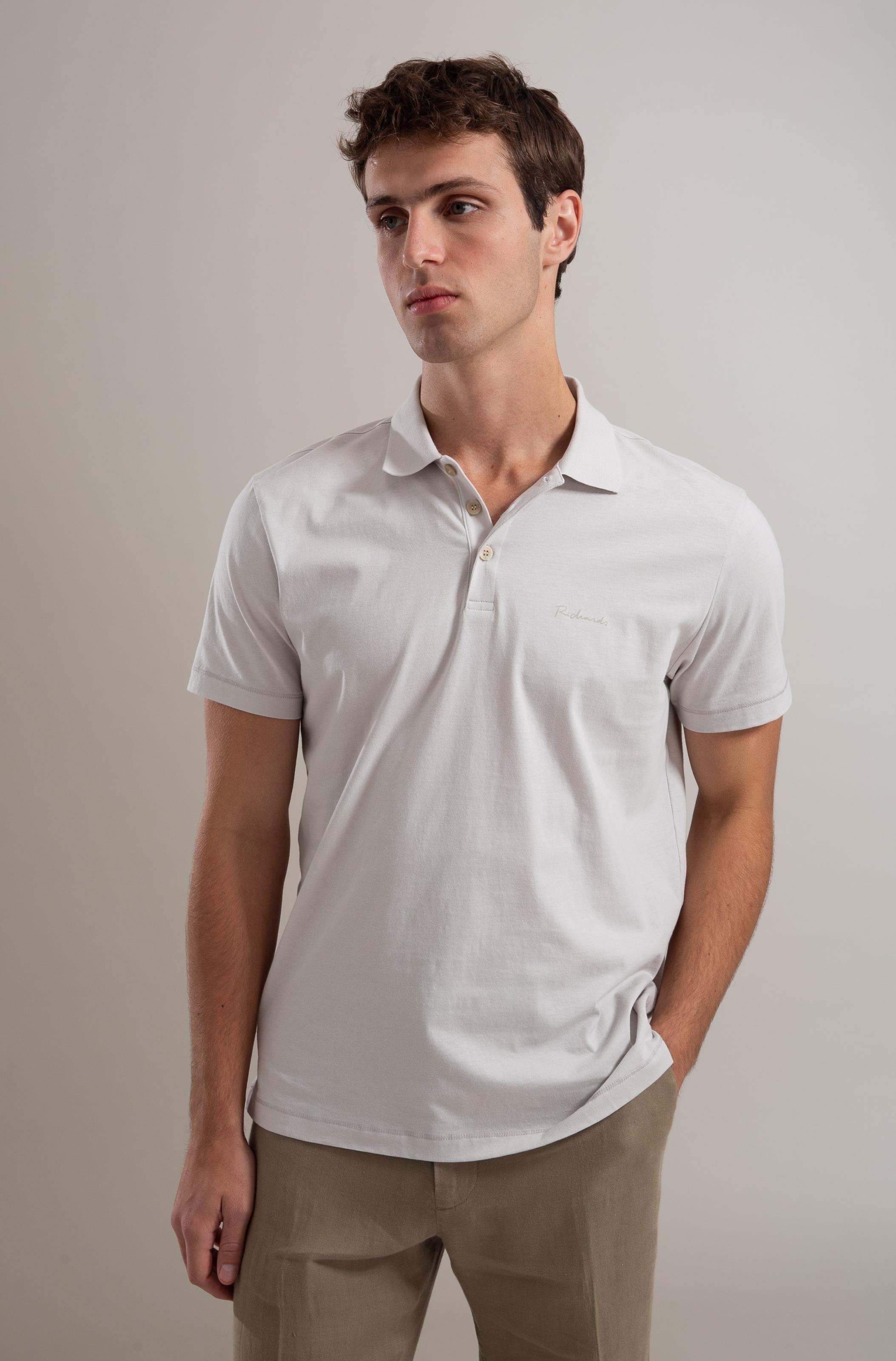 Polo Casual Pima Mc Prata