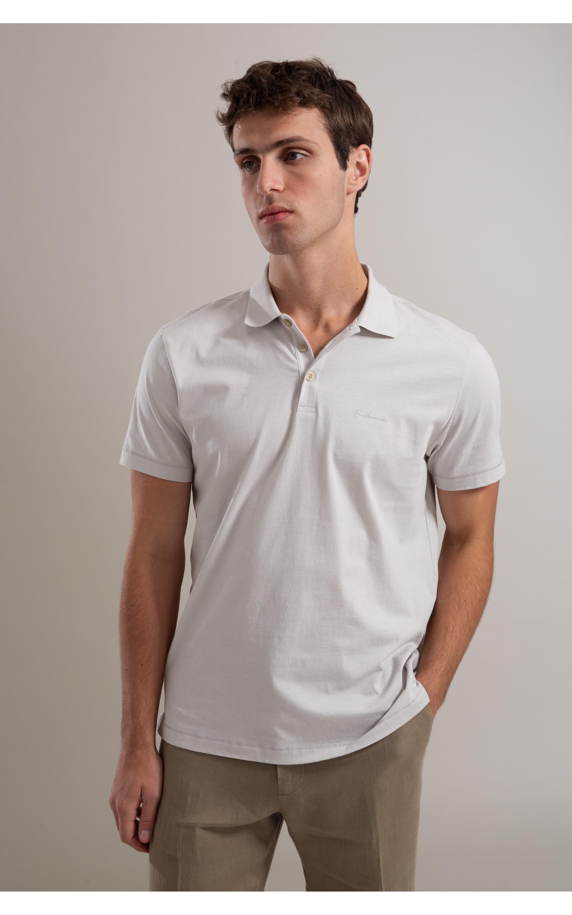 Polo Casual Pima Mc Prata