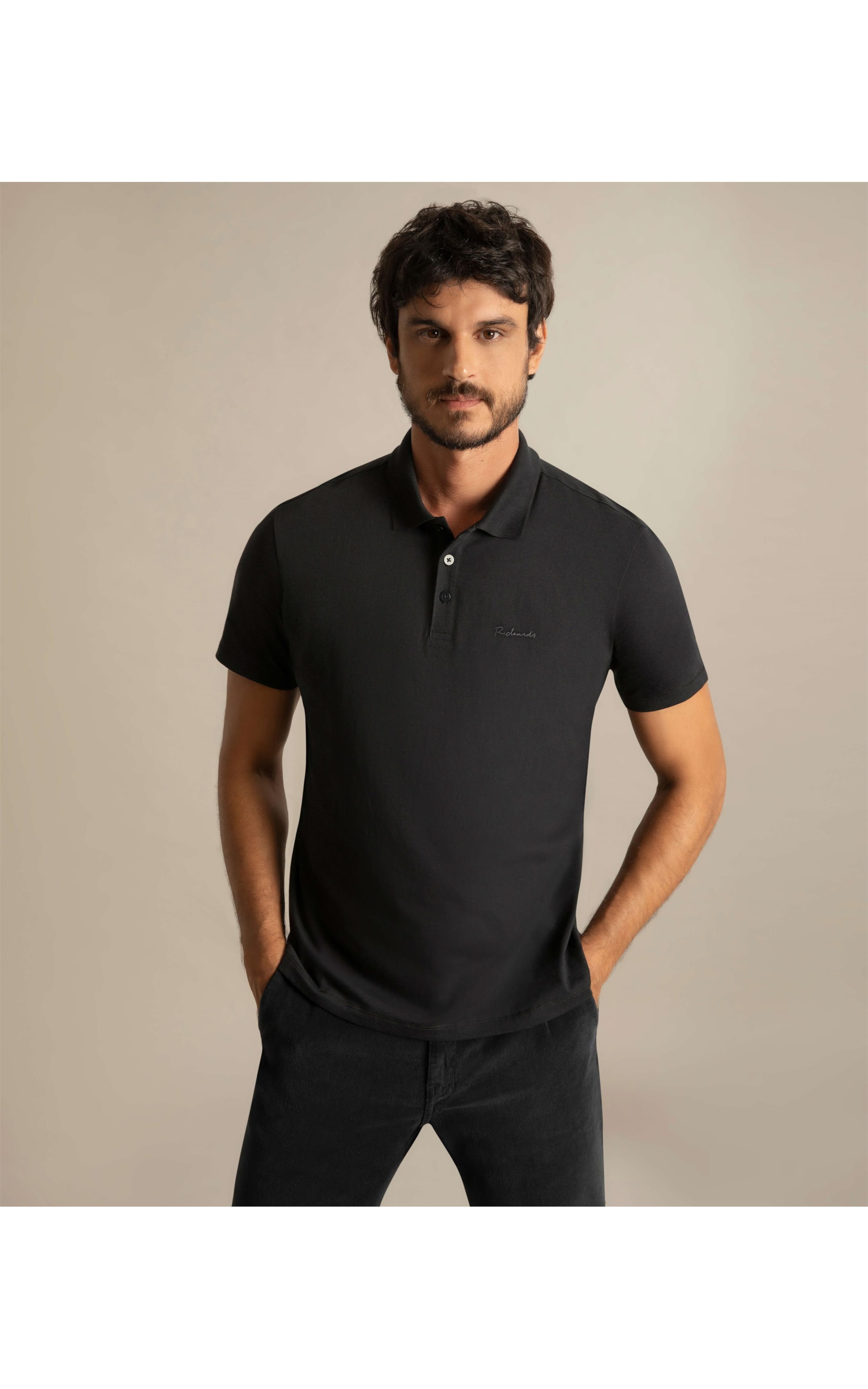 Polo Casual Pima Mc Preto