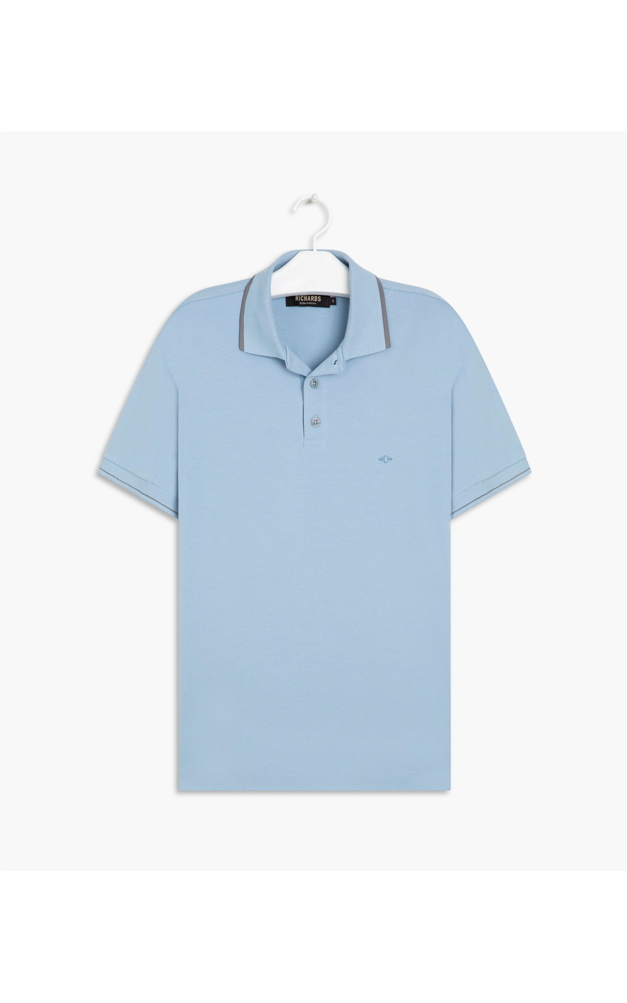Polo Cotton Slim Friso Azul Seco
