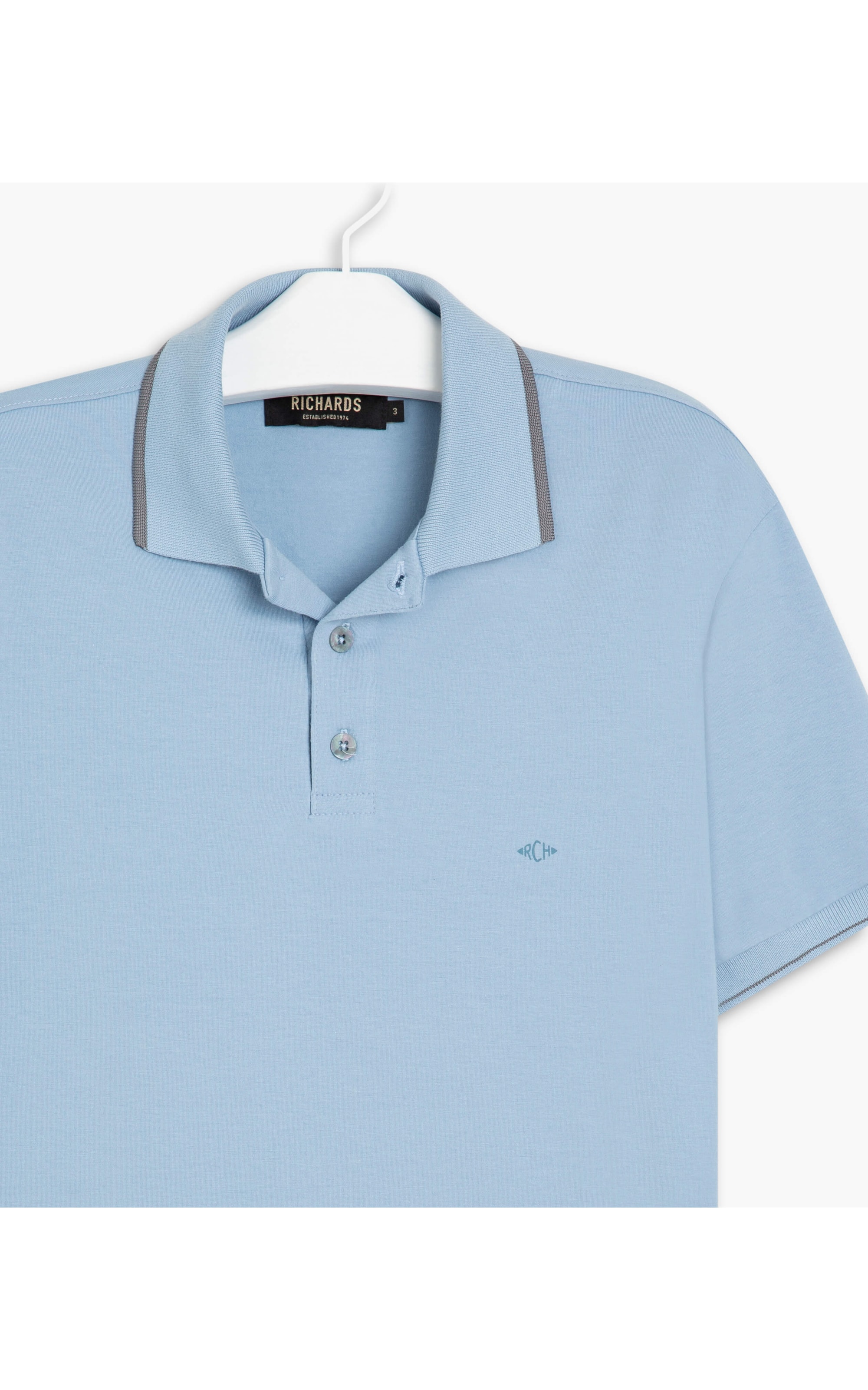 Polo Cotton Slim Friso Azul Seco