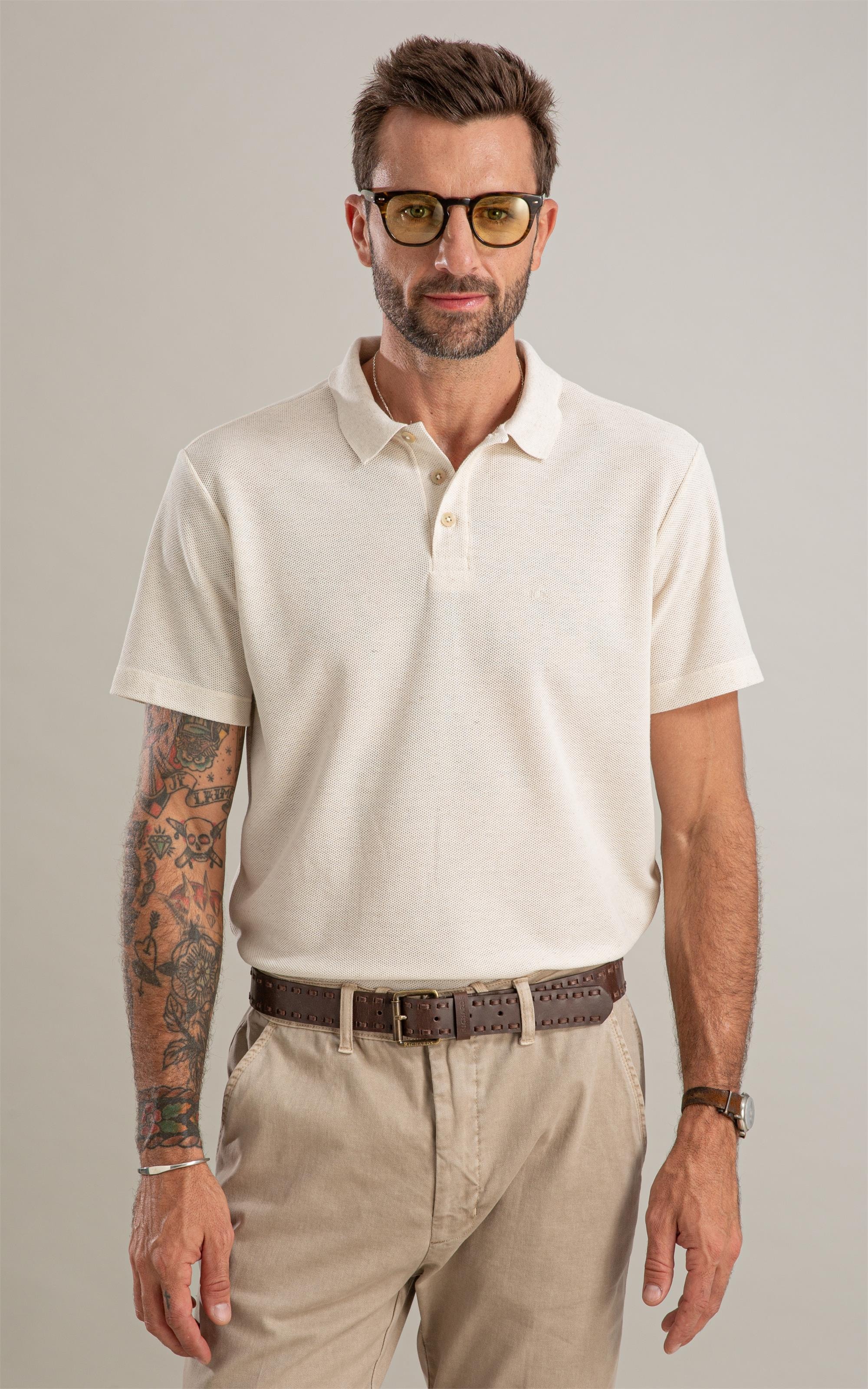 Polo Favo Linho Bf Natural