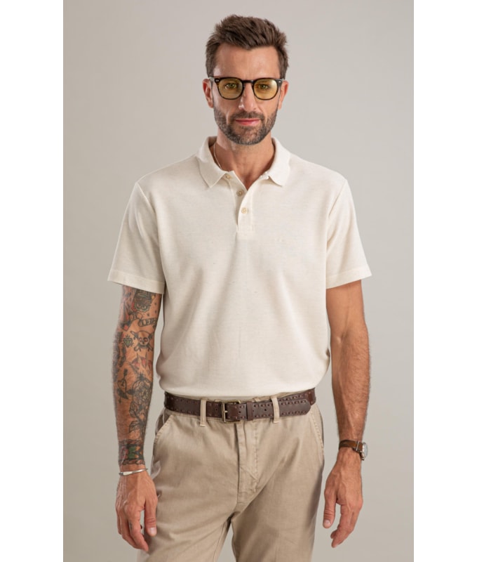 Polo Favo Linho Bf Natural