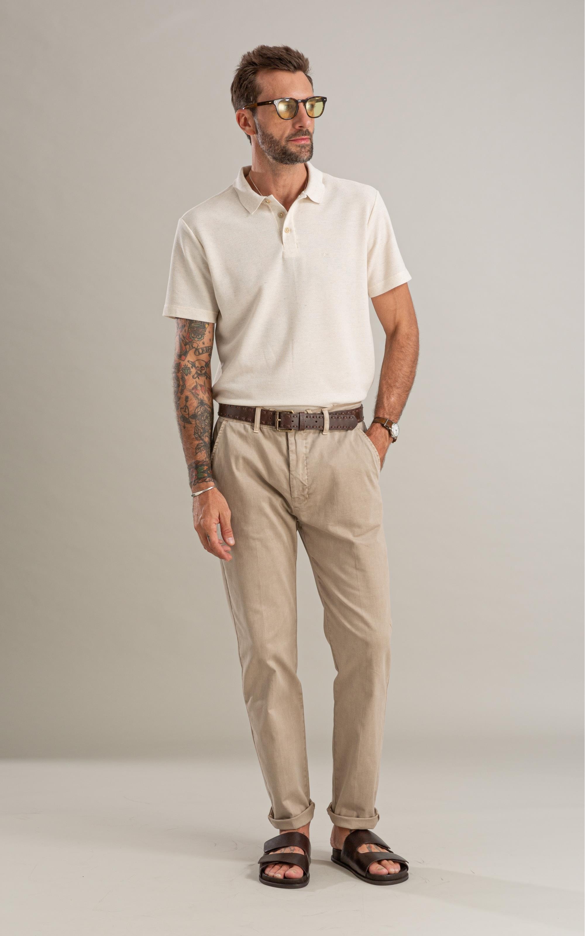 Polo Favo Linho Bf Natural