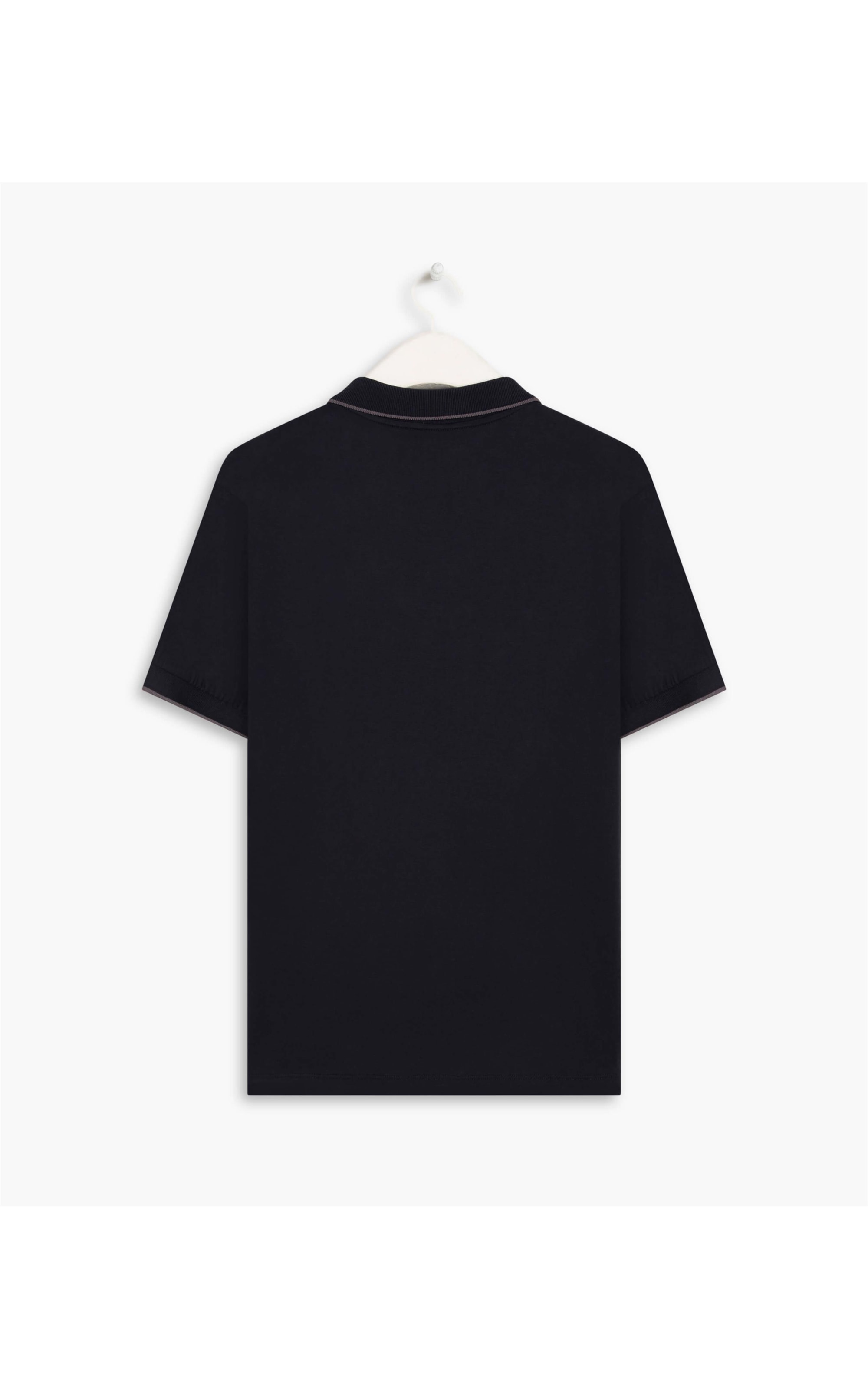 Polo Grid Pima Com Friso Dark Navy