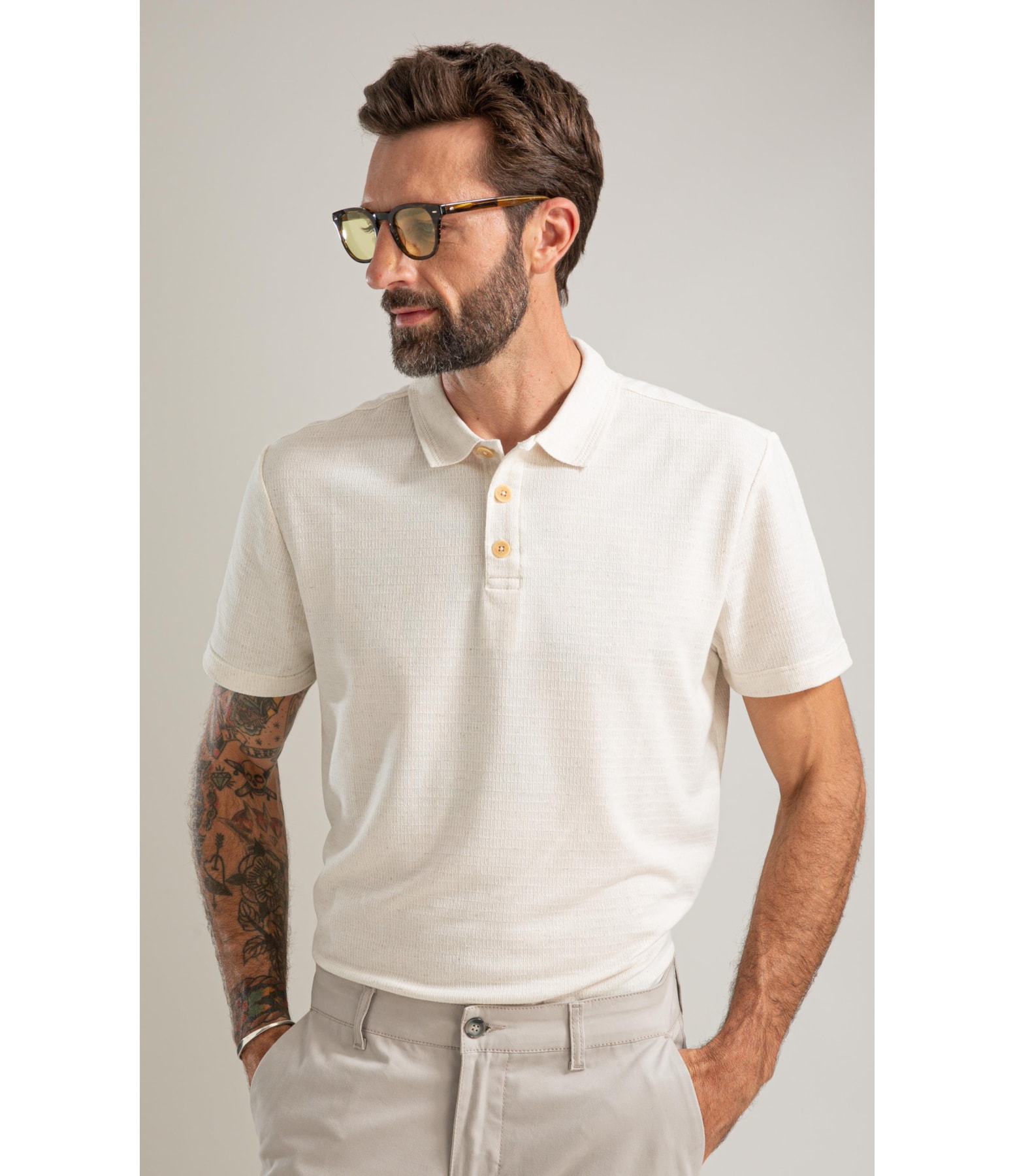 Polo Linen Malha Gales Mc Bf Natural