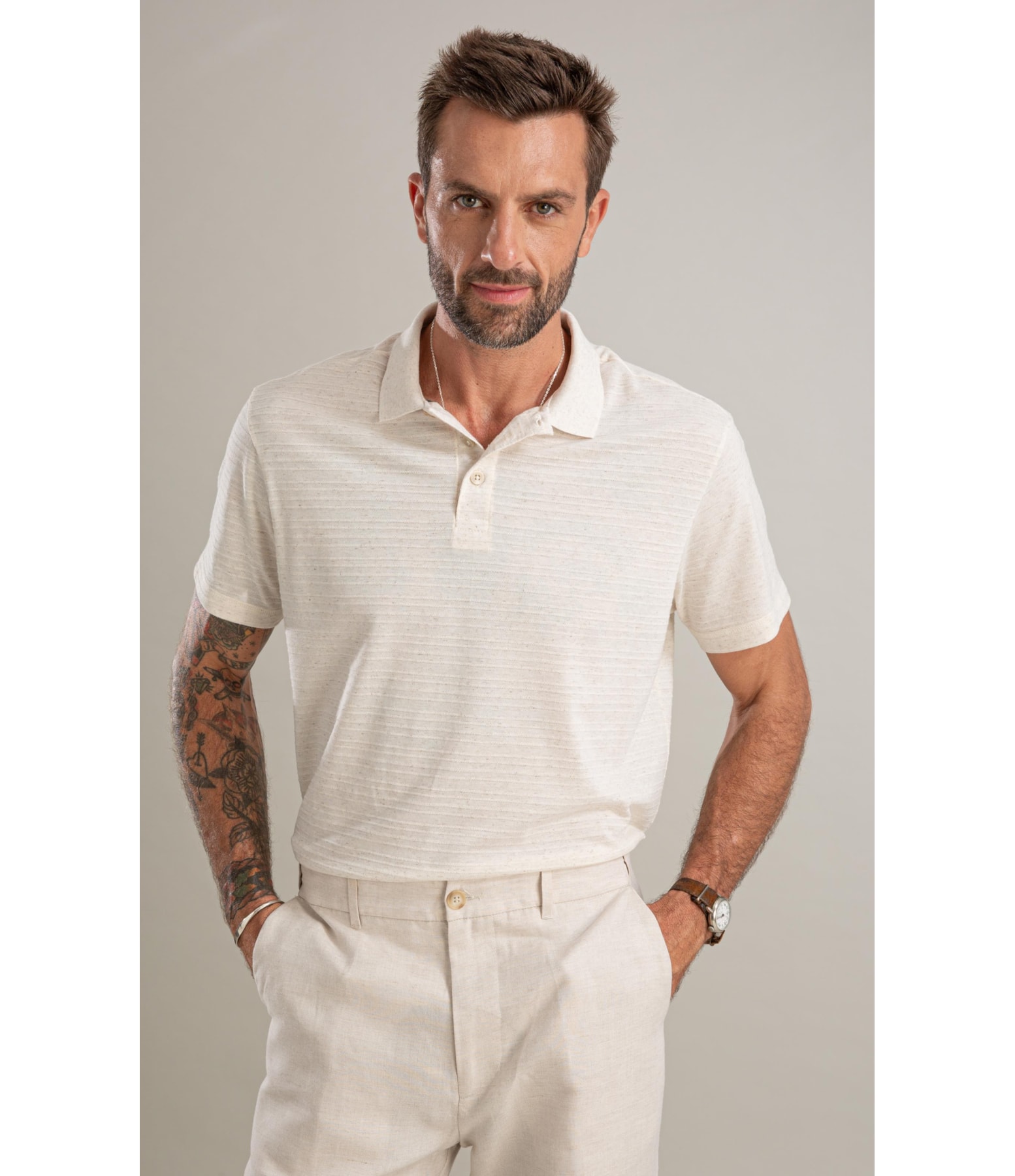 Polo Linho Mc District  Bf Natural