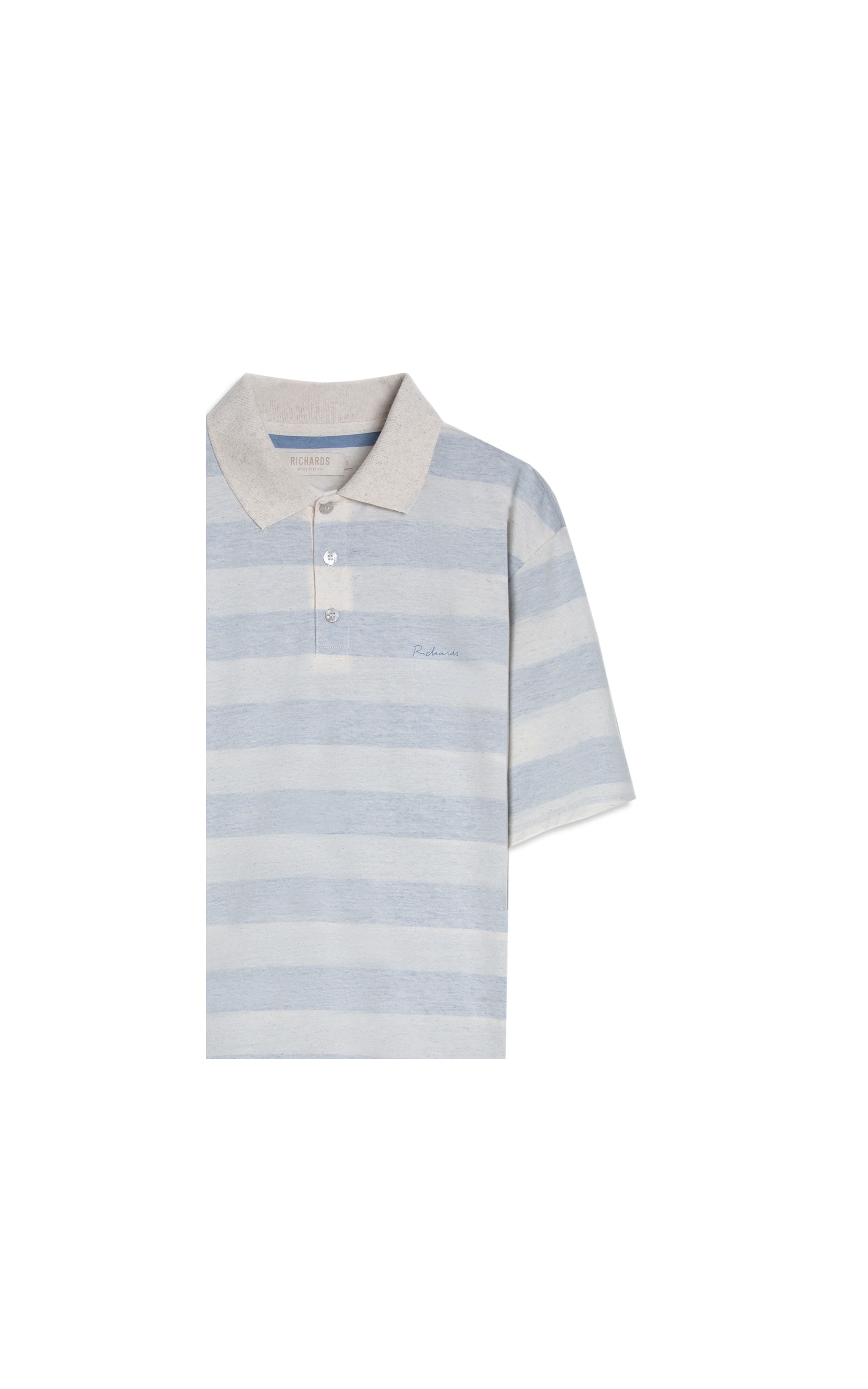 Polo Linho Mm  Listrada Azul Claro