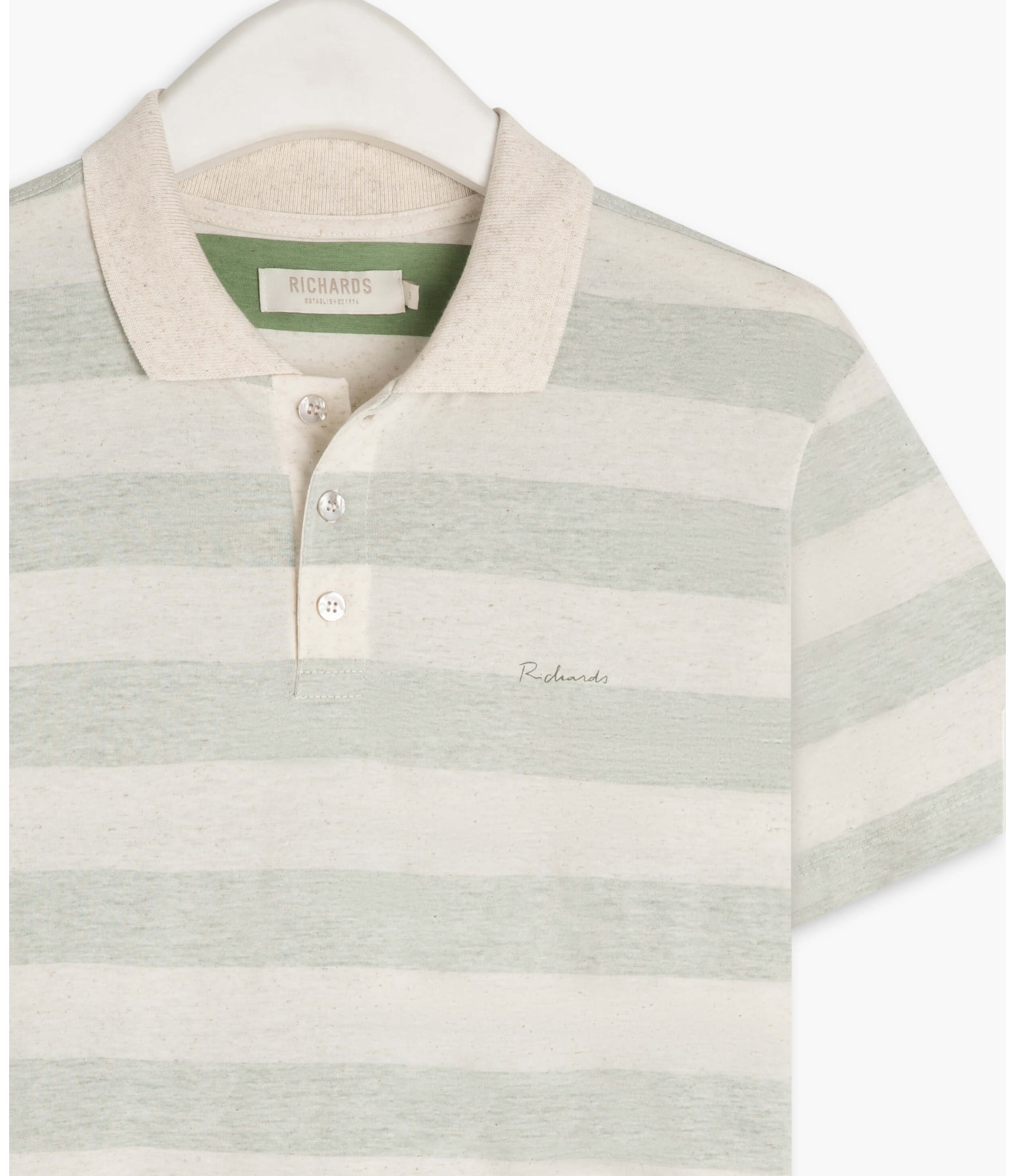 Polo Linho Mm  Listrada Verde Army