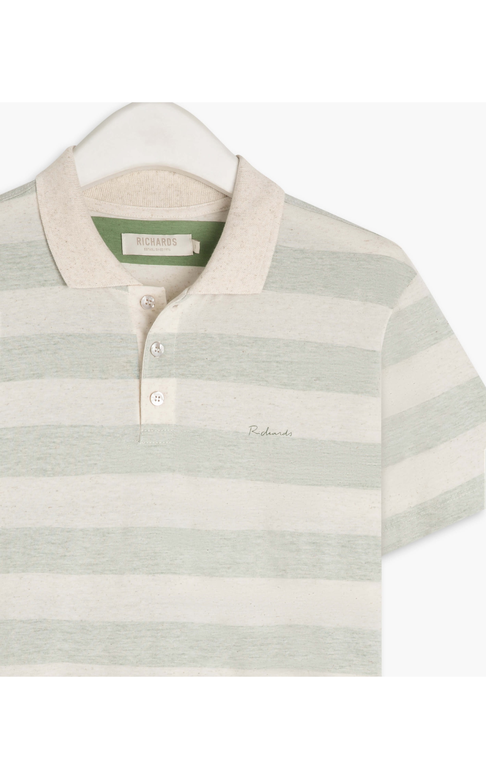 Polo Linho Mm  Listrada Verde Army